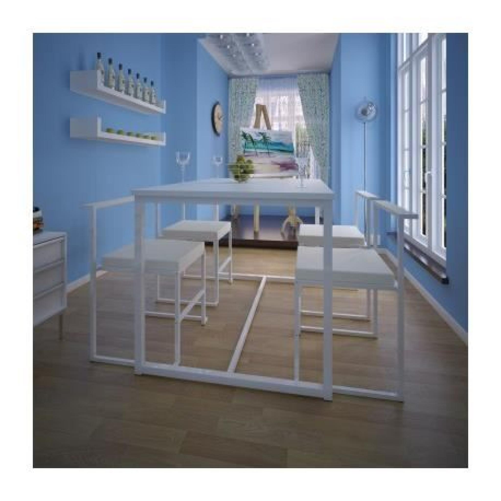 Table de salle à manger design + 4 chaises (Blanc) Maja+