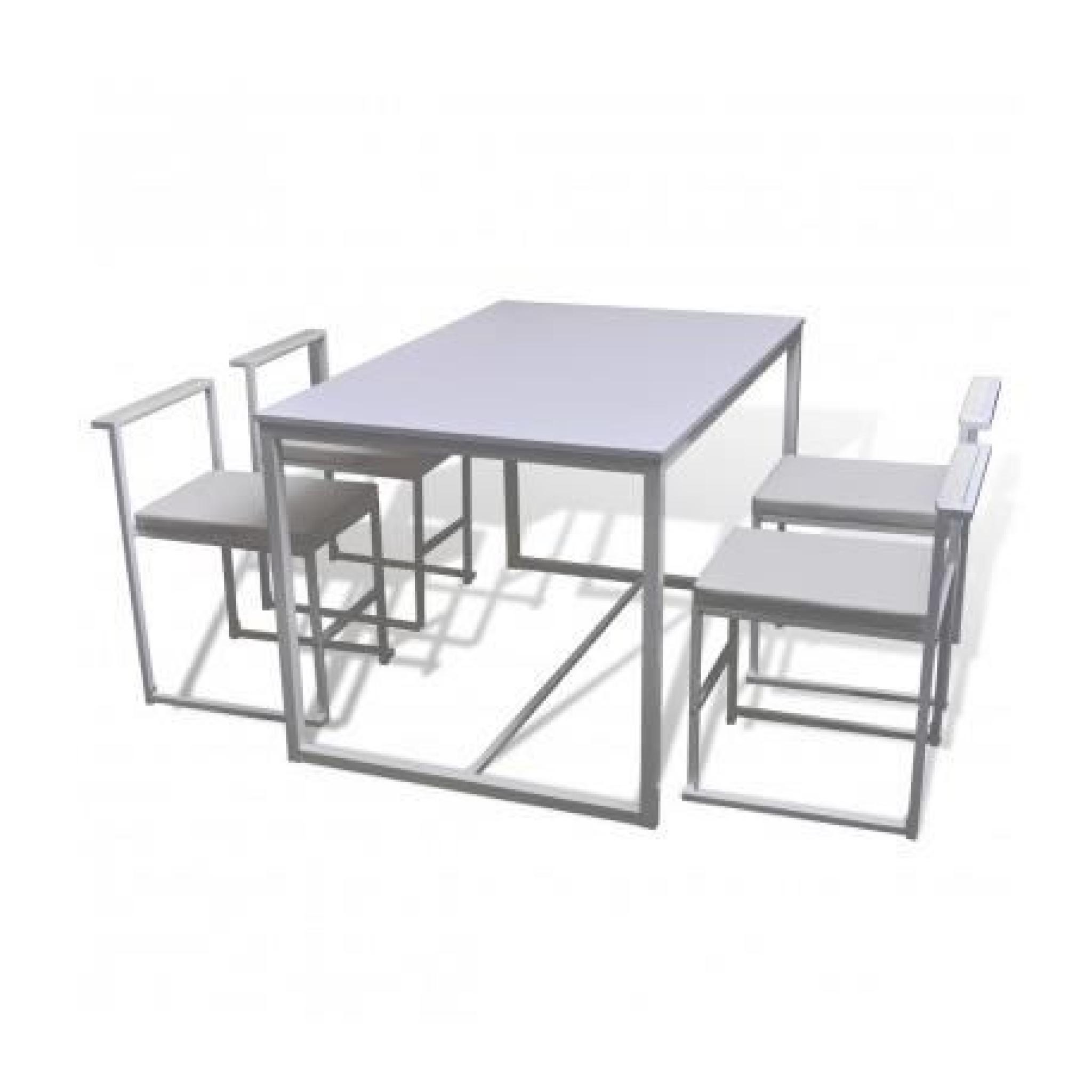 Table de salle à manger design + 4 chaises (Blanc) Maja+ pas cher