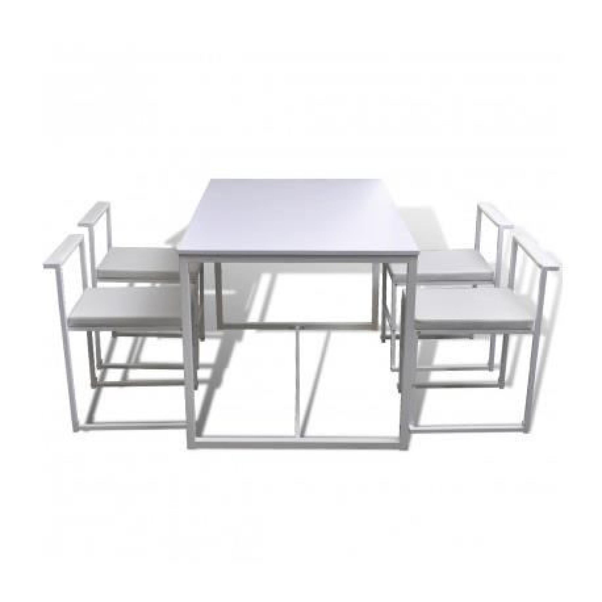 Table de salle à manger design + 4 chaises (Blanc) Maja+ pas cher