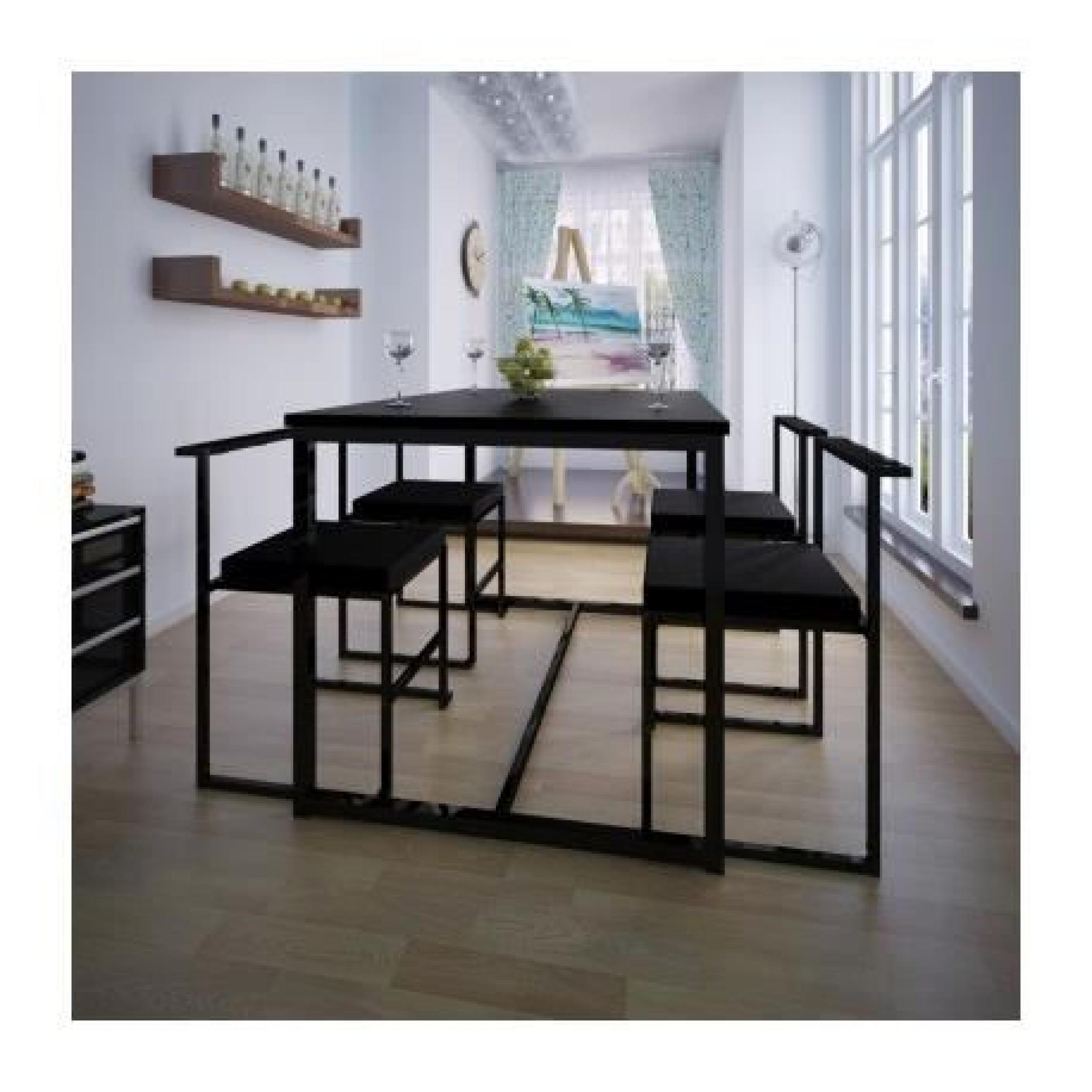 Table de salle à manger design + 4 chaises (Noir) Maja+