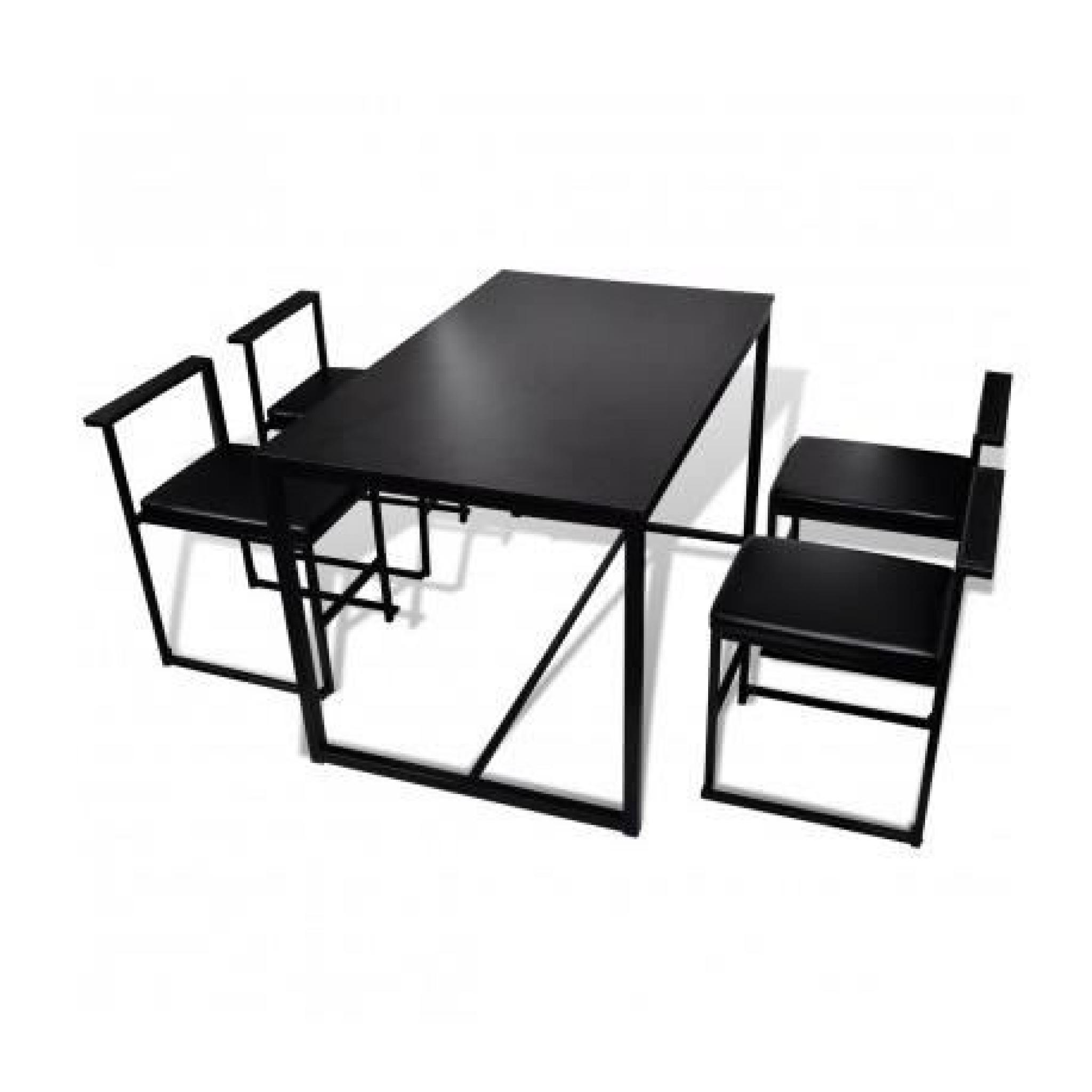 Table de salle à manger design + 4 chaises (Noir) Maja+ pas cher