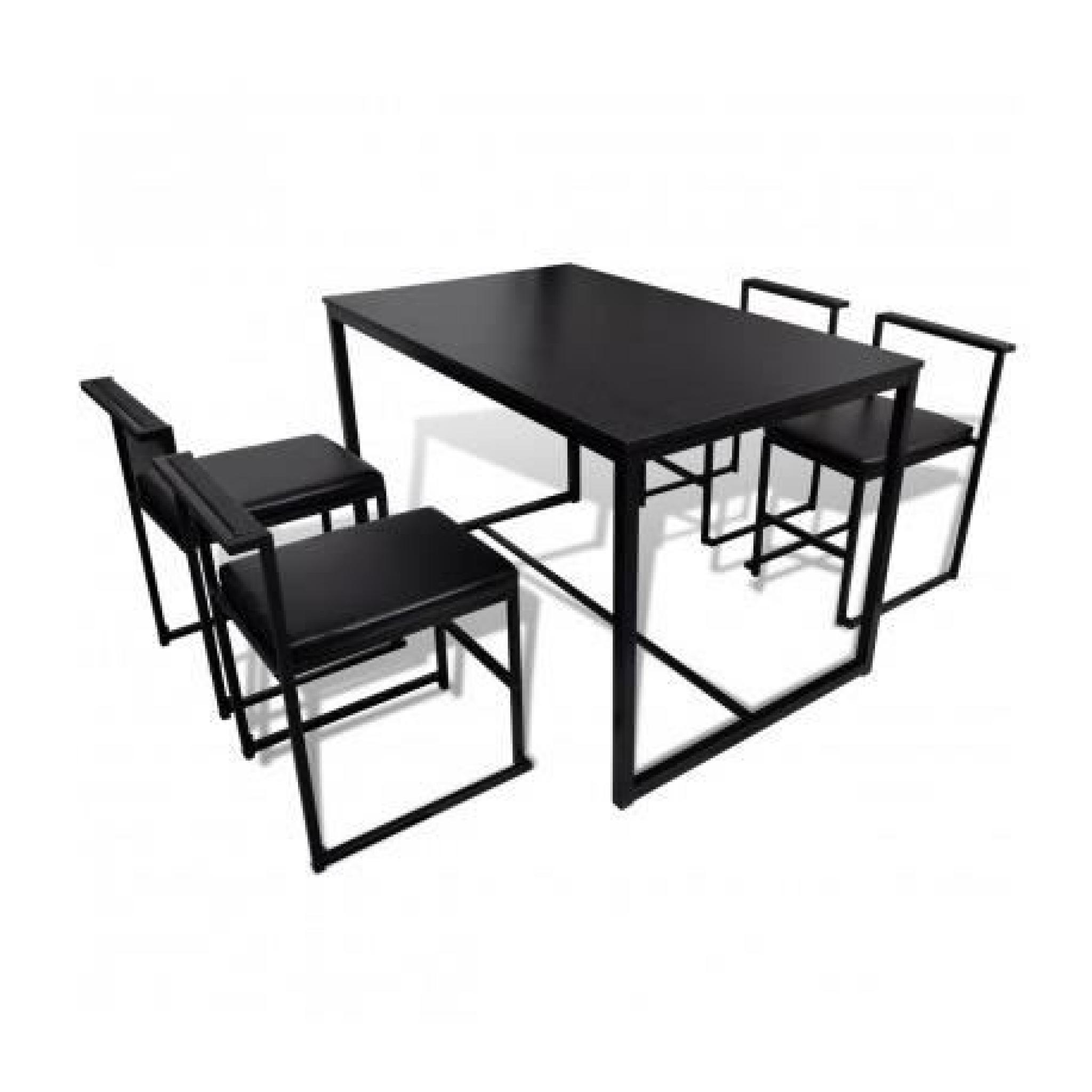 Table de salle à manger design + 4 chaises (Noir) Maja+ pas cher