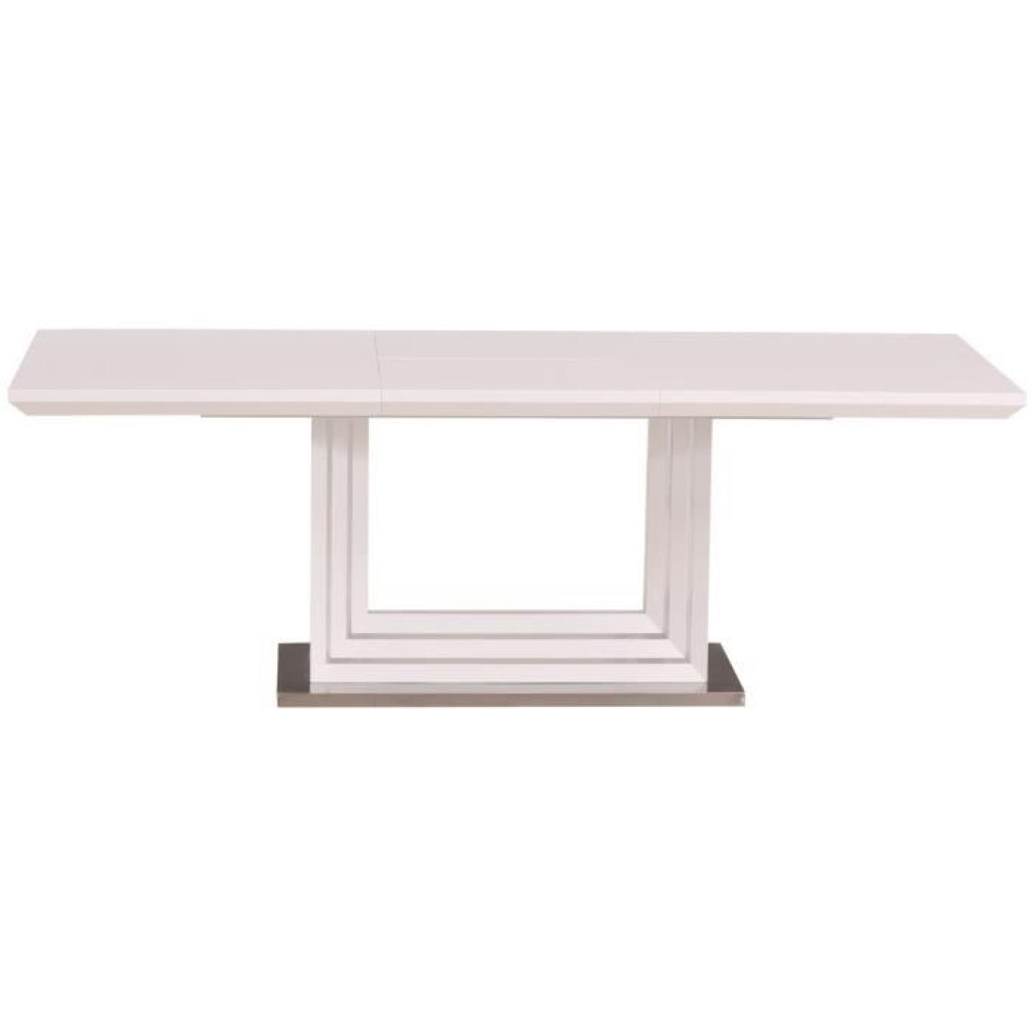 TABLE DE SALLE À MANGER DESIGN EXTENSIBLE BLANC LAQUÉ 160X90 
