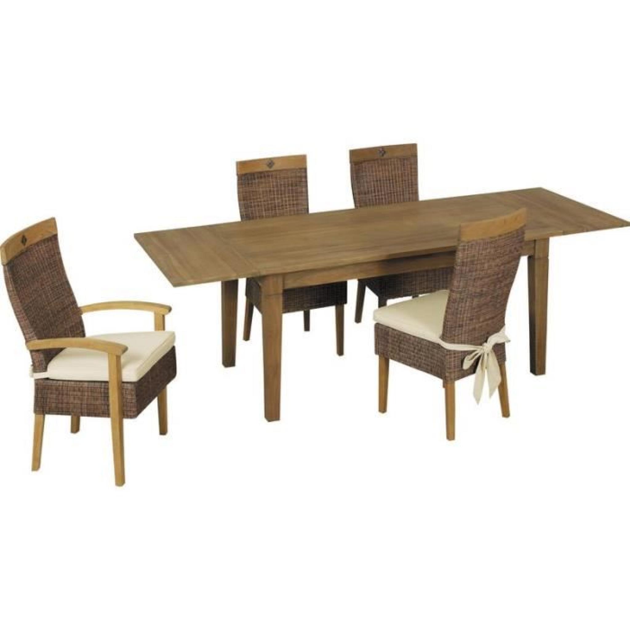 Table de salle à manger en bois teck avec rallonges