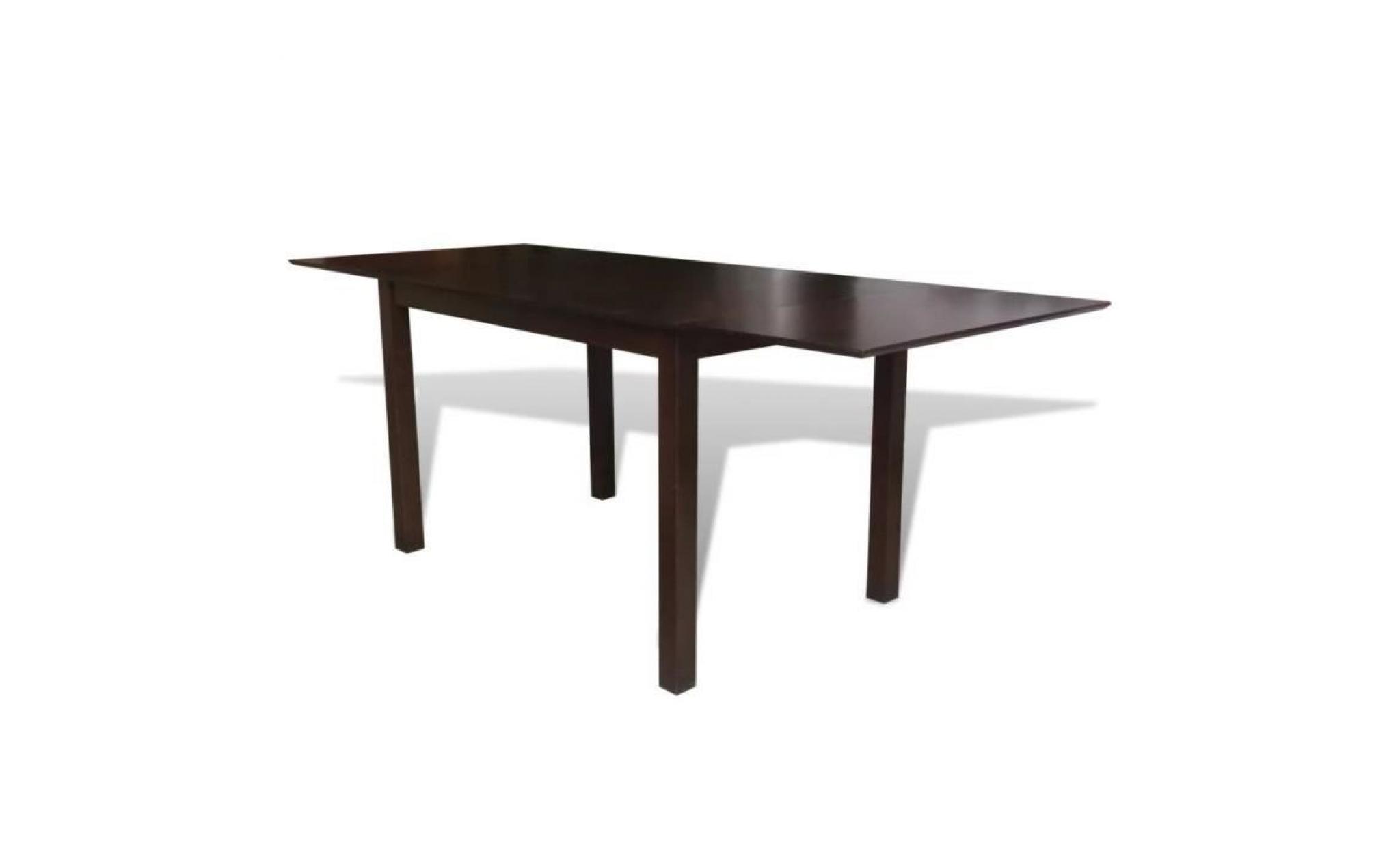 table de salle à manger extensible bois d'hévéa marron 150 cm