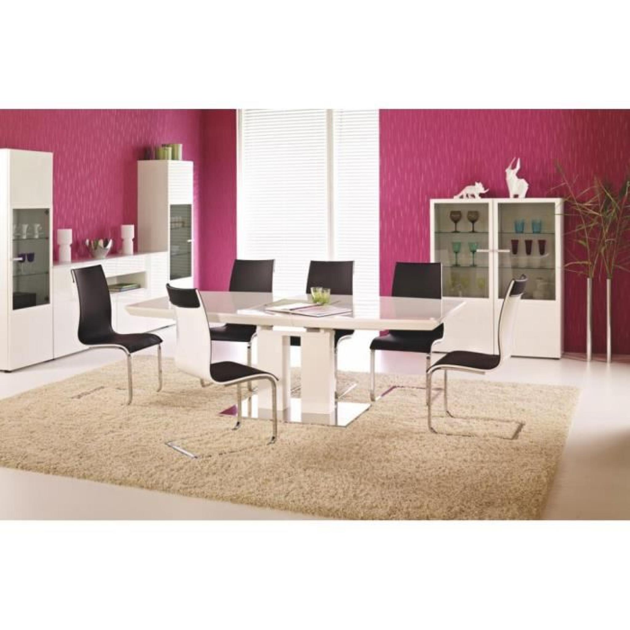 Table de salle à manger Lorenzo extensible Blanc laqué haute brillance (LxlxH): 180÷220-110-75 cm