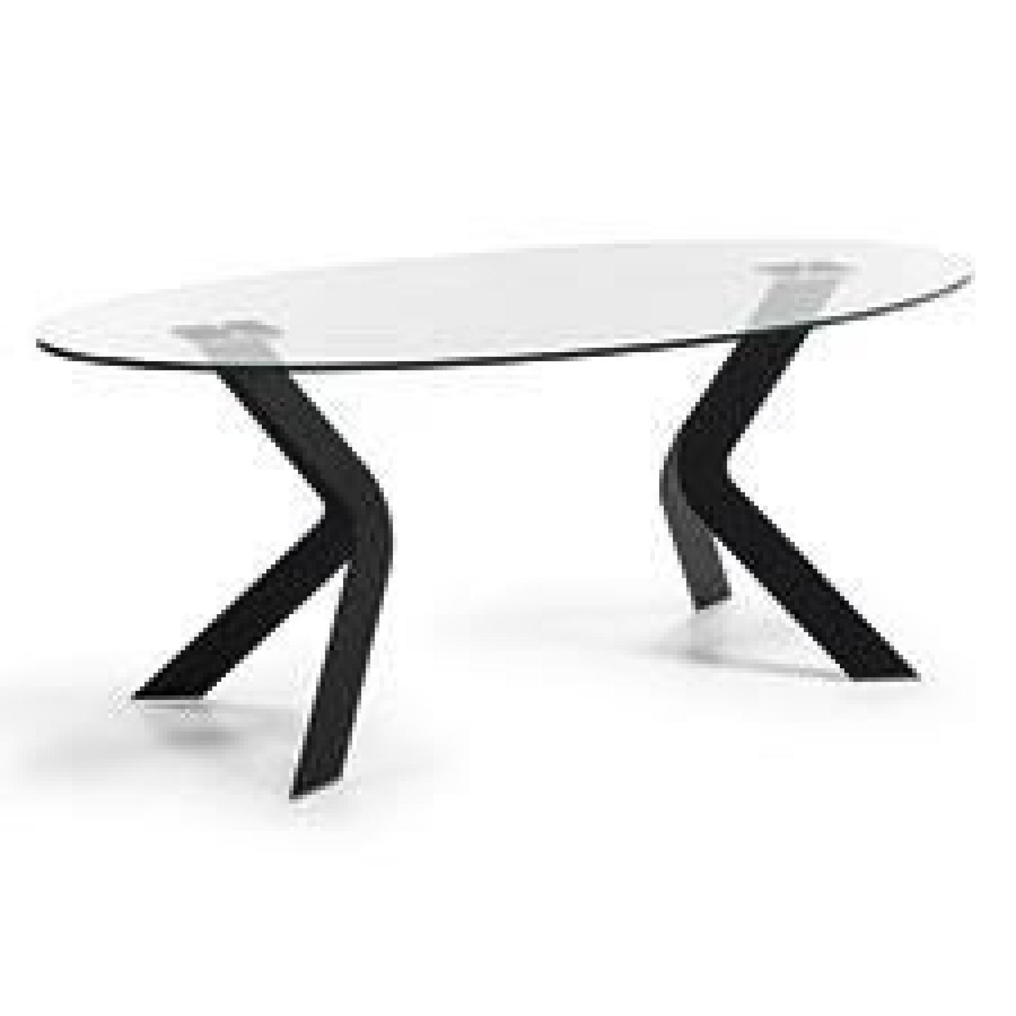 Table Spot 140x90 cm, blanc et verre