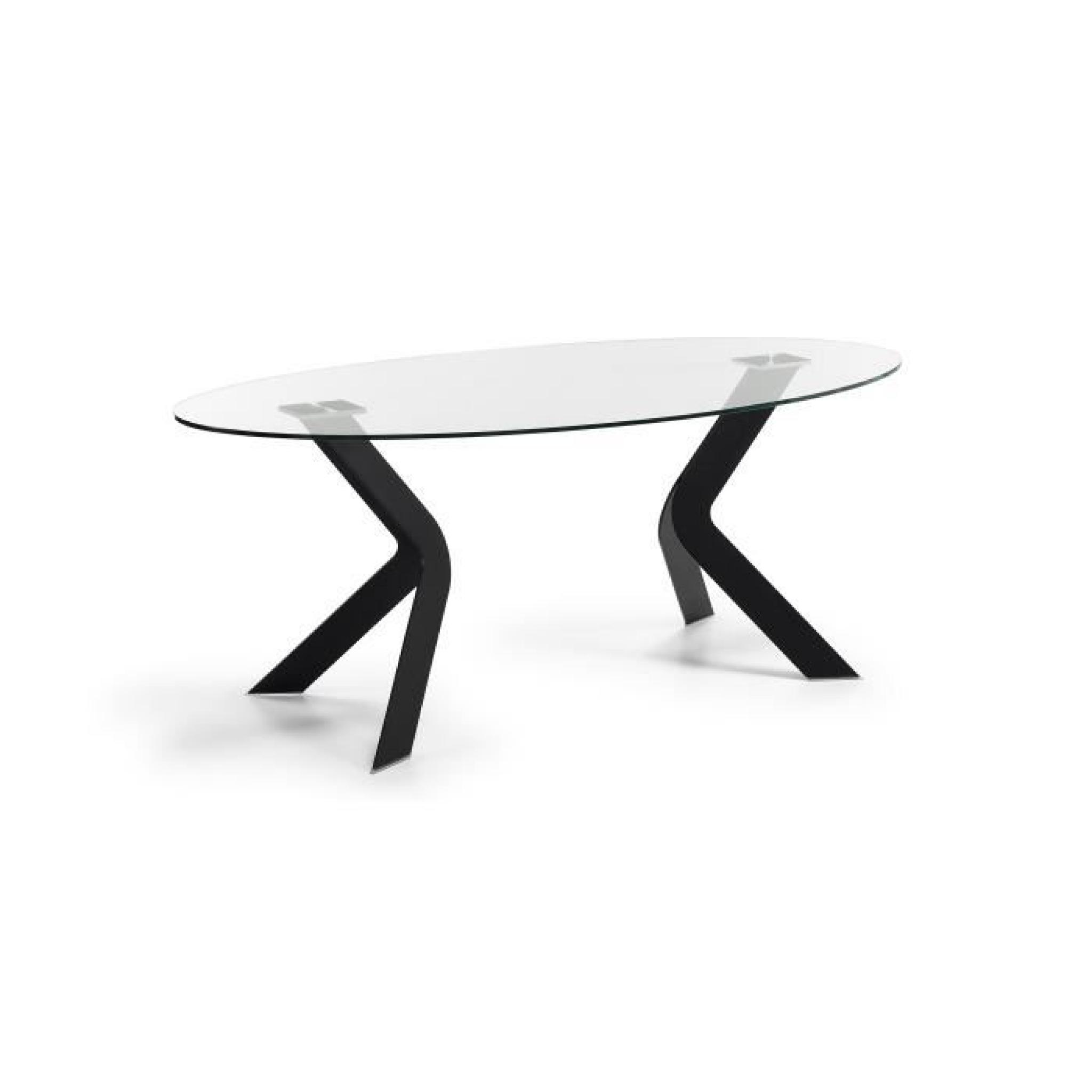 Table Spot 140x90 cm, blanc et verre pas cher