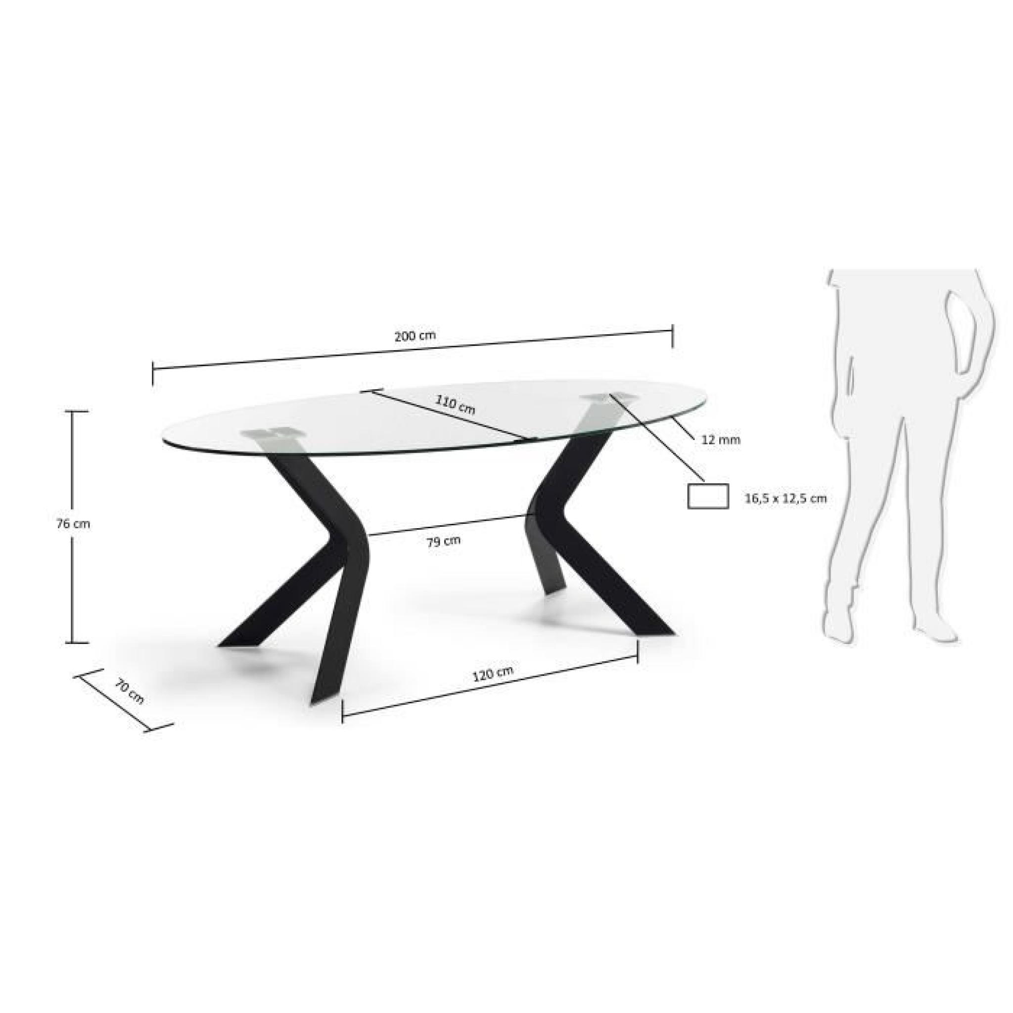 Table ovale Westport 200x110 cm, noir et neutre pas cher