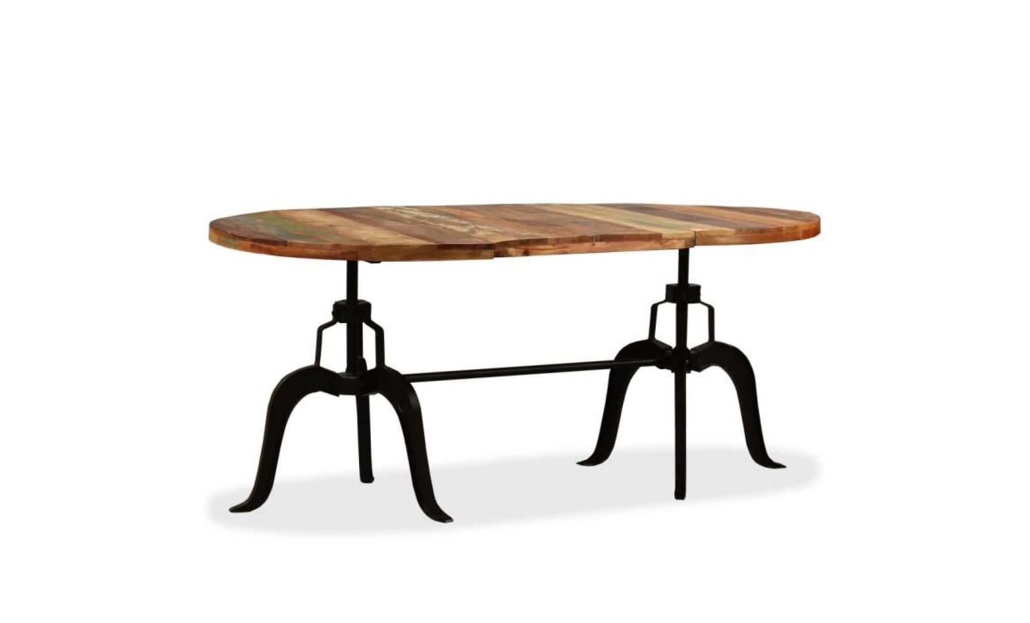table de salle à manger ovale table en  bois massif recyclé et acier 180 x 90 x 77 cm marron t 02