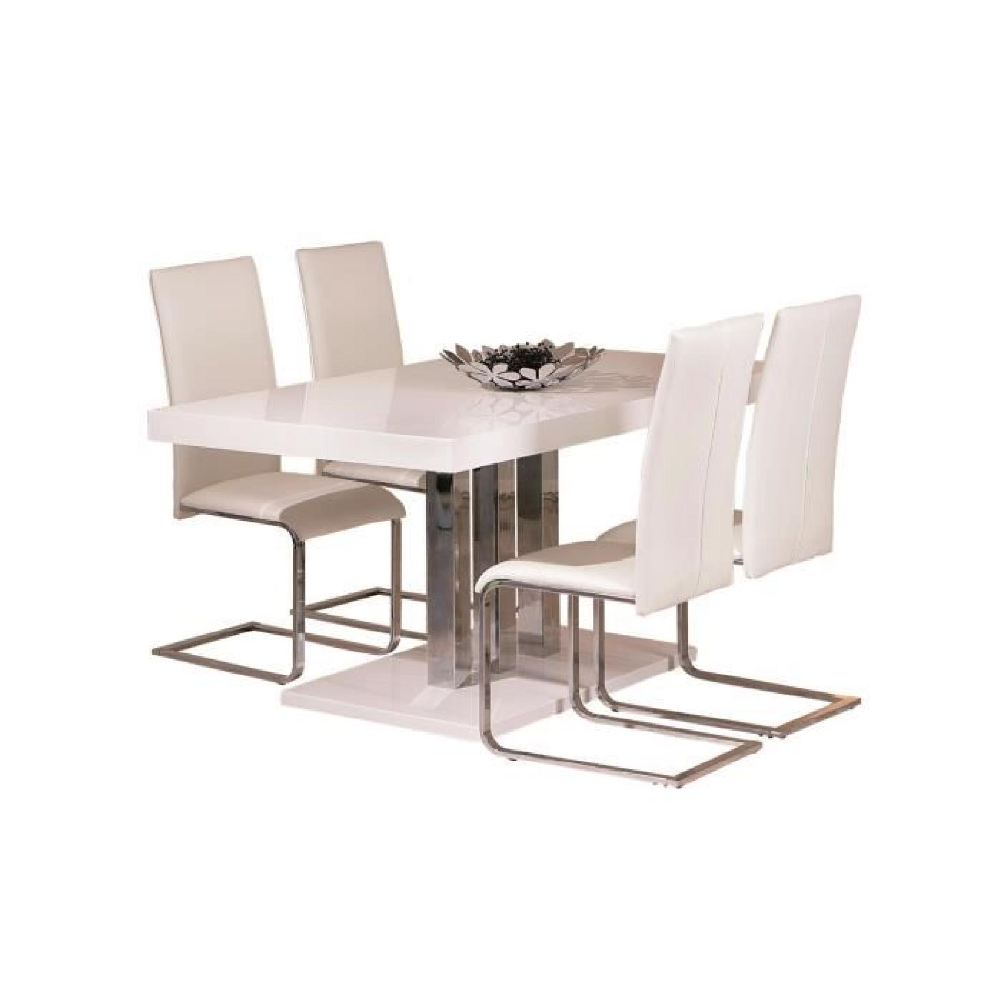 Table de salle à manger rectangulaire blanc et métal pas cher