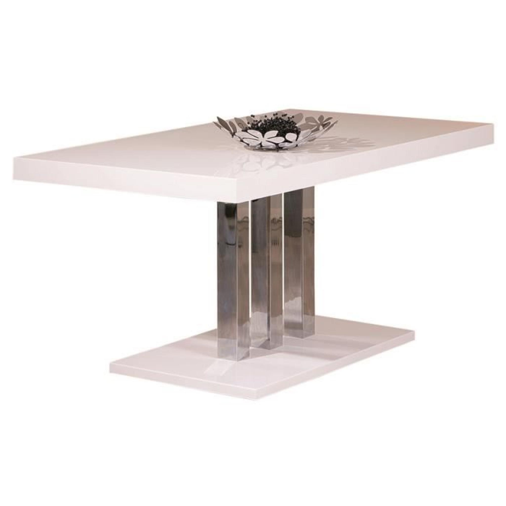 Table de salle à manger rectangulaire blanc et métal pas cher