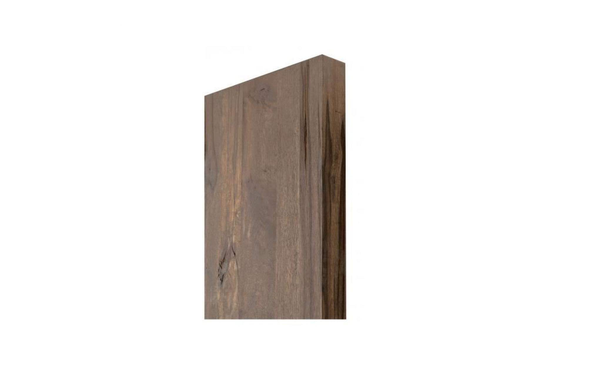 table de salle à manger rustique 180x100 cm en bois massif avec piétement en métal gris et une épaisseur plateau de 60 mm pas cher