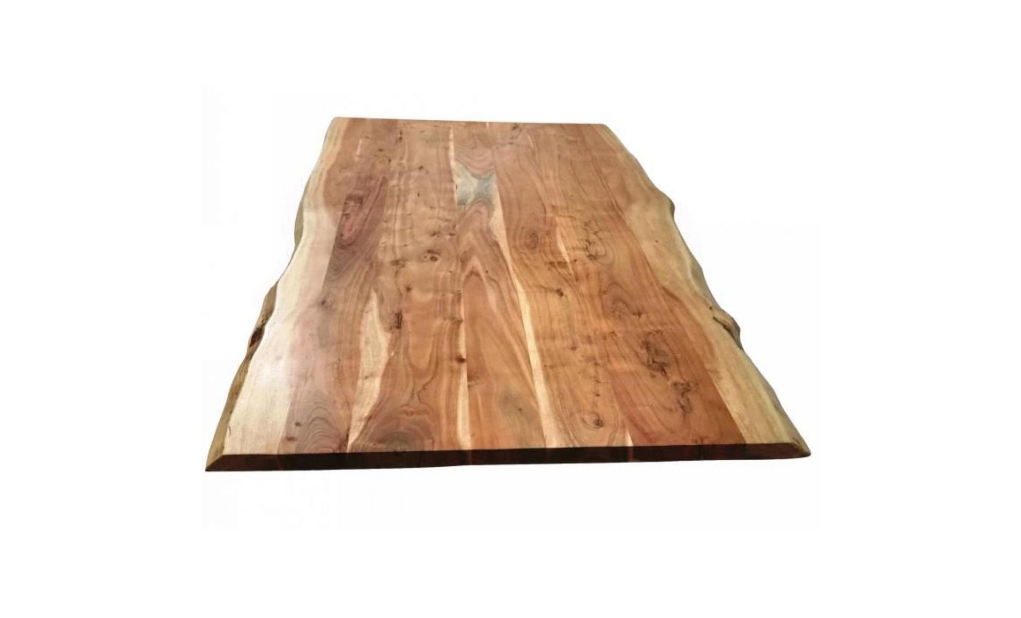 table de salle à manger rustique 180x90 cm en bois massif avec piétement en acier gris et une épaisseur plateau de 36 mm p 37793 co pas cher