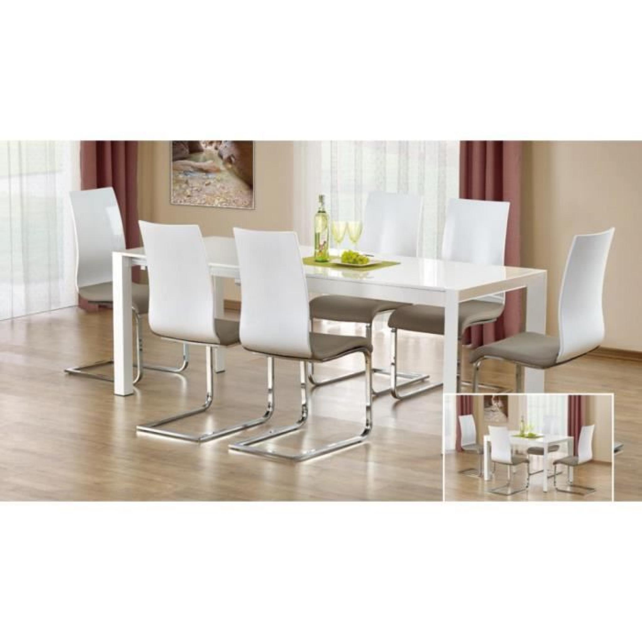 Table de salle à manger Stanford XL extensible Blanc laqué haute brillance (LxlxH): 130÷250-80-75 cm