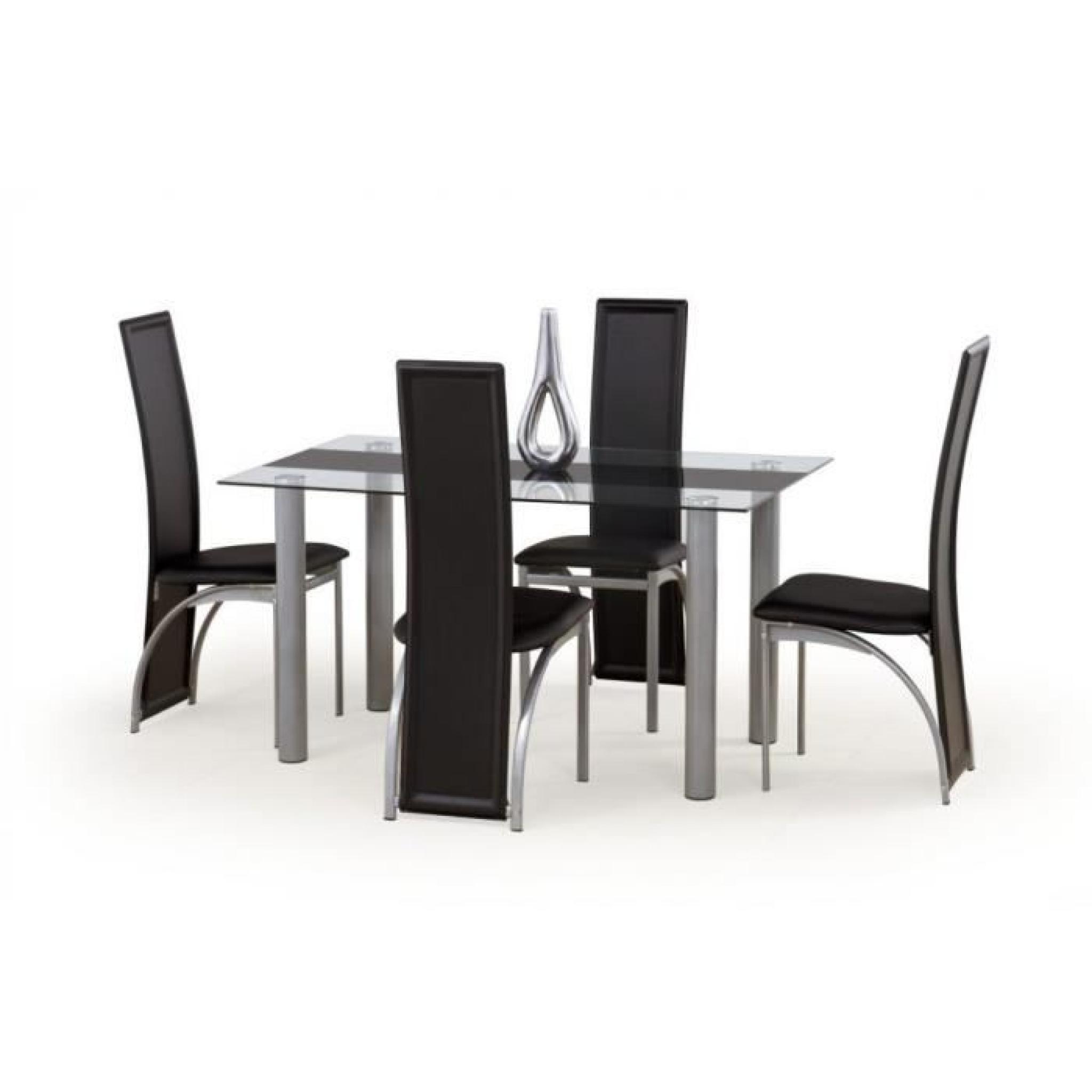 Table de salle à manger Talon en Verre Transparent-Noir (LxlxH): 140-80-74 cm