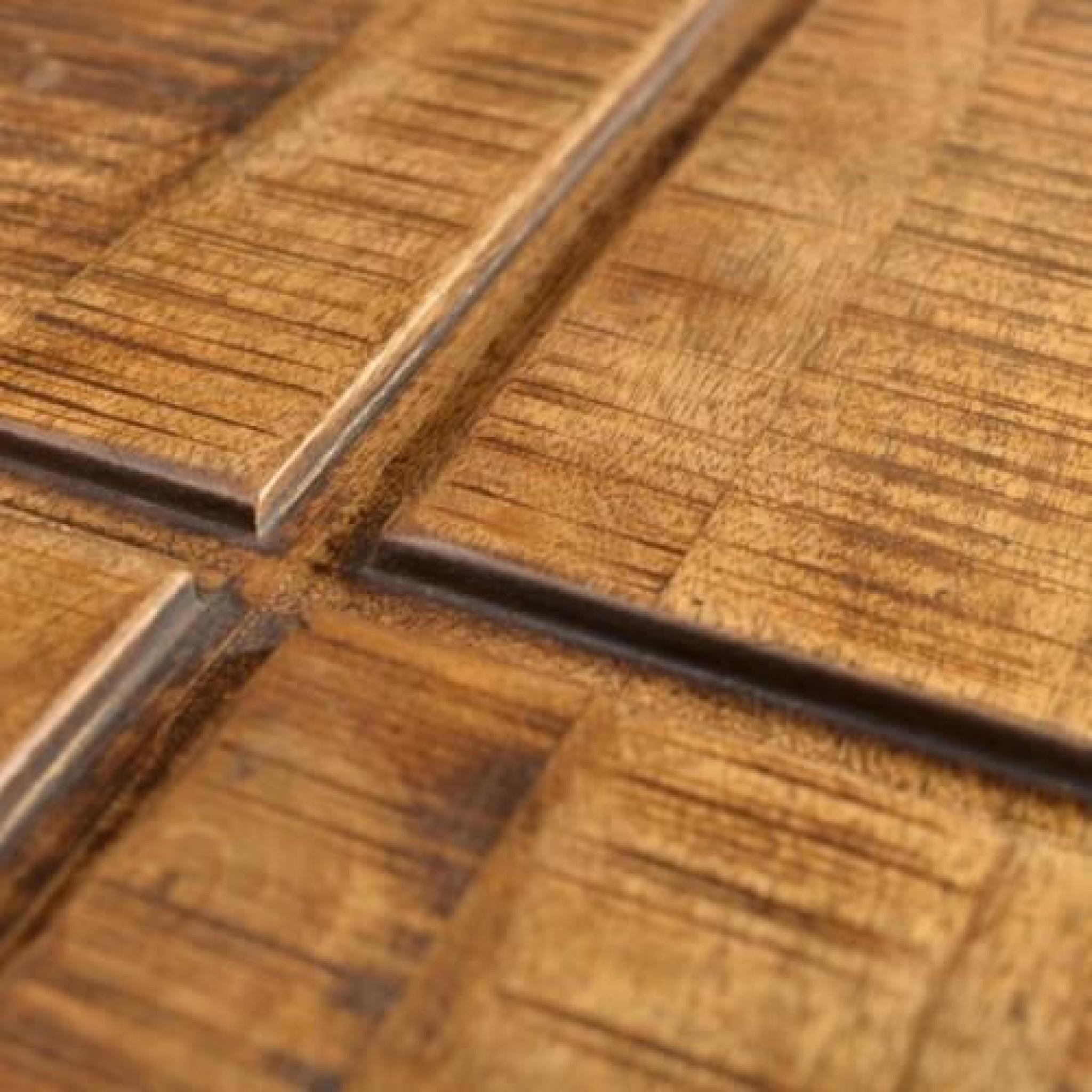 Table de salon brune carrée en bois de mangue en style antique pas cher