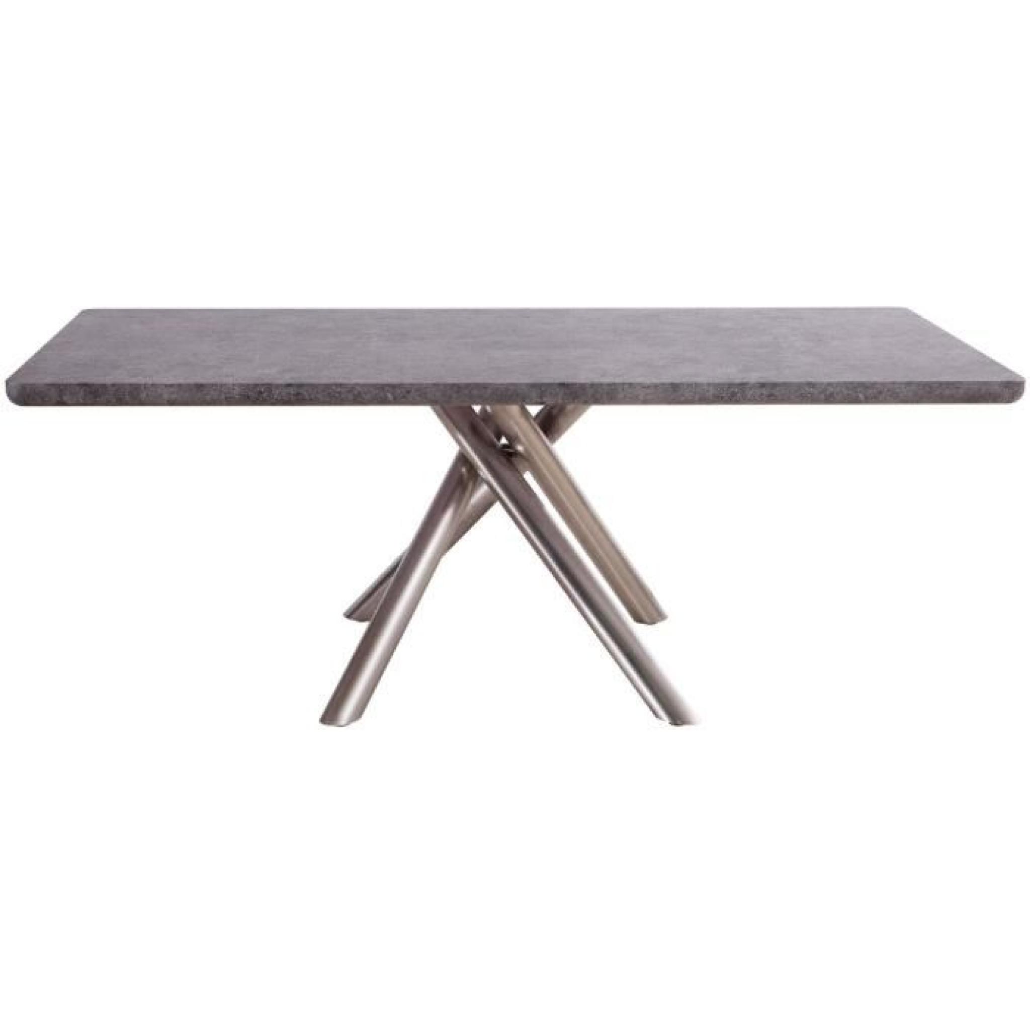 Table design 200cm coloris gris  avec pieds en acier pas cher
