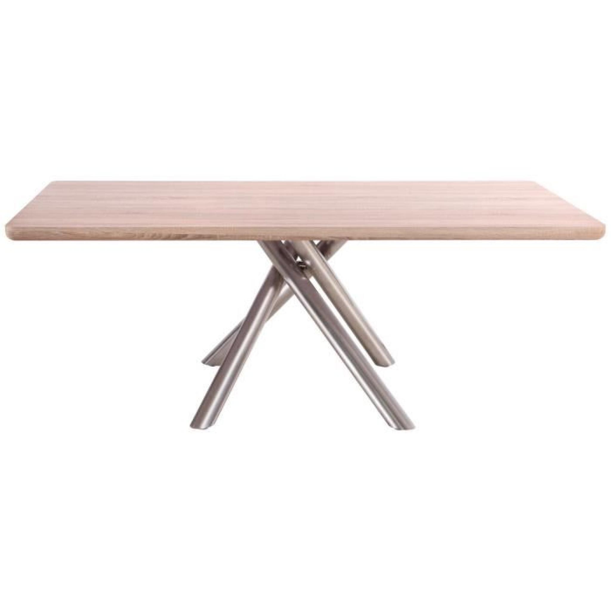 Table design 200cm coloris sonoma avec pieds en acier pas cher