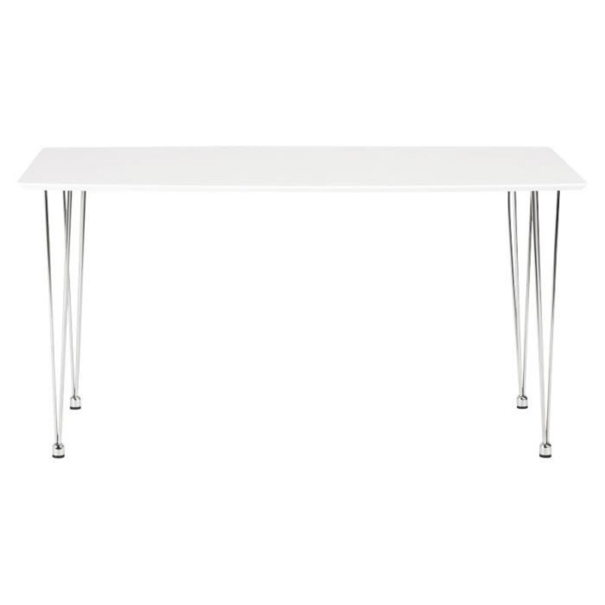 Table design 'GLOSSY' en bois laqué blanc pas cher