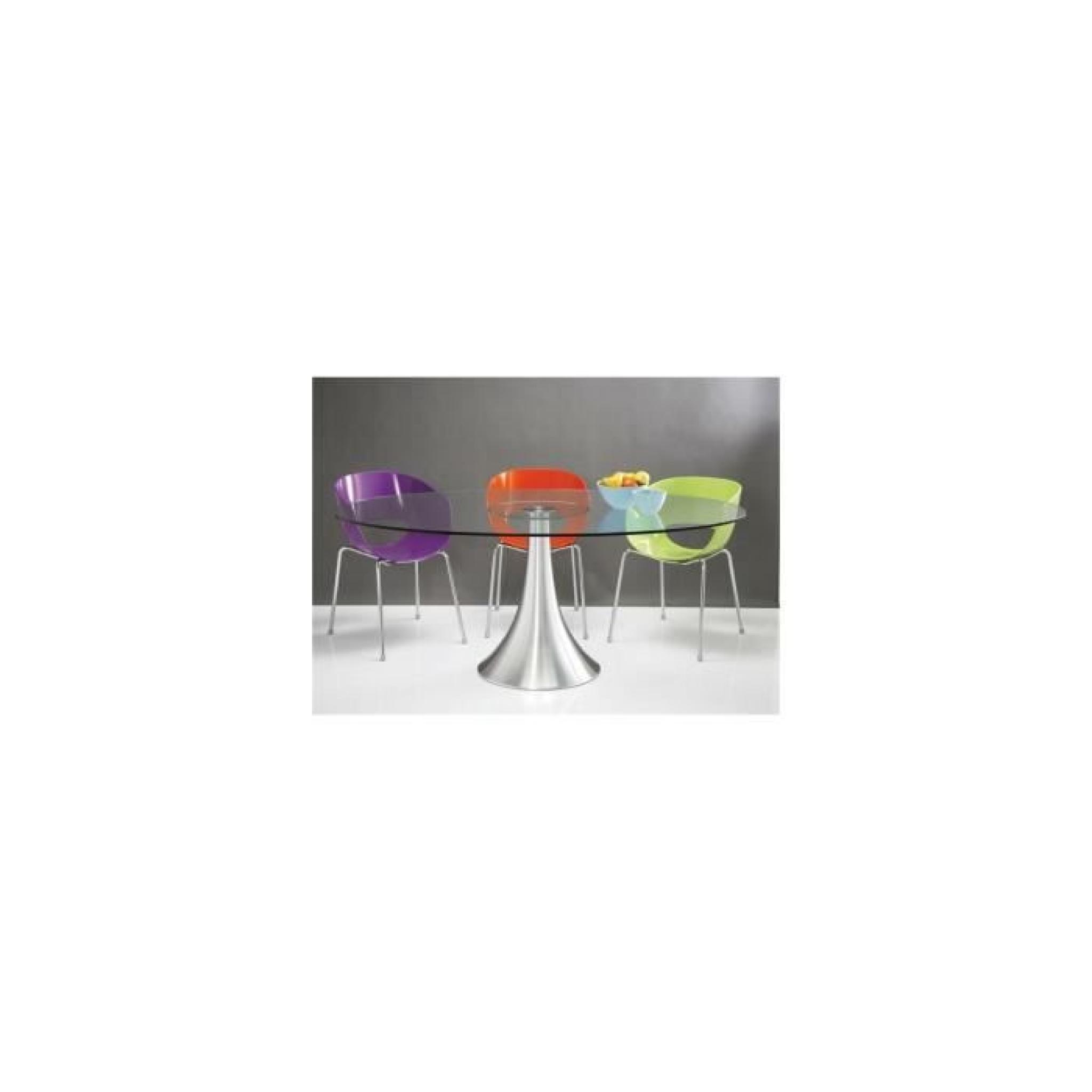 Table design ovale Loft alu et verre 180 x 120 cm  pas cher