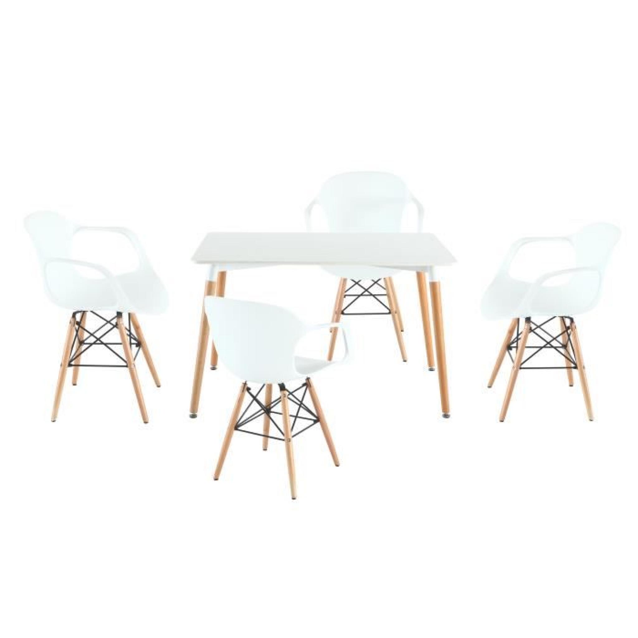 Table design plateau MDF et pied bois - Plateau blanc 80x80cm