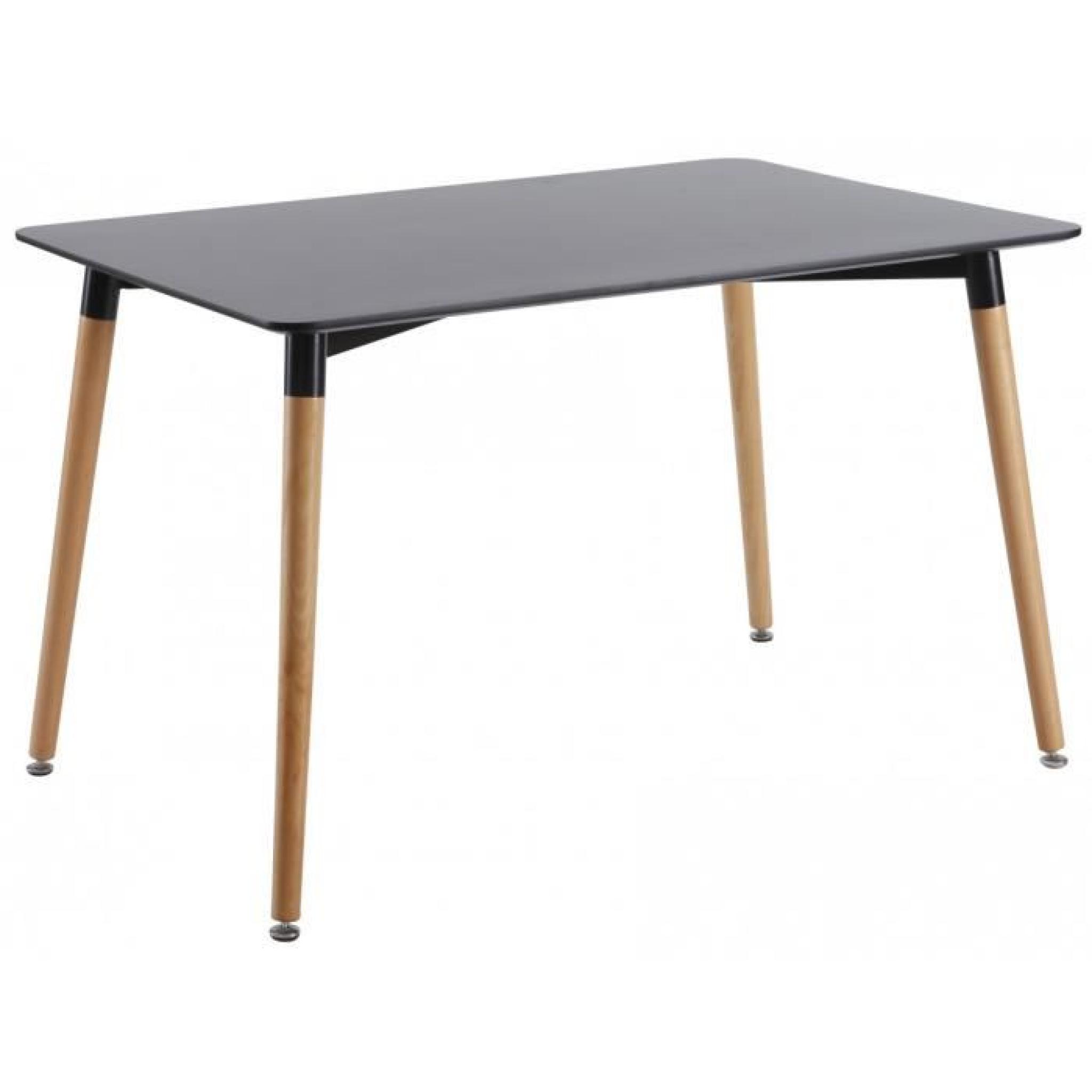 Table design plateau MDF et pied bois - Plateau noir 120x80cm