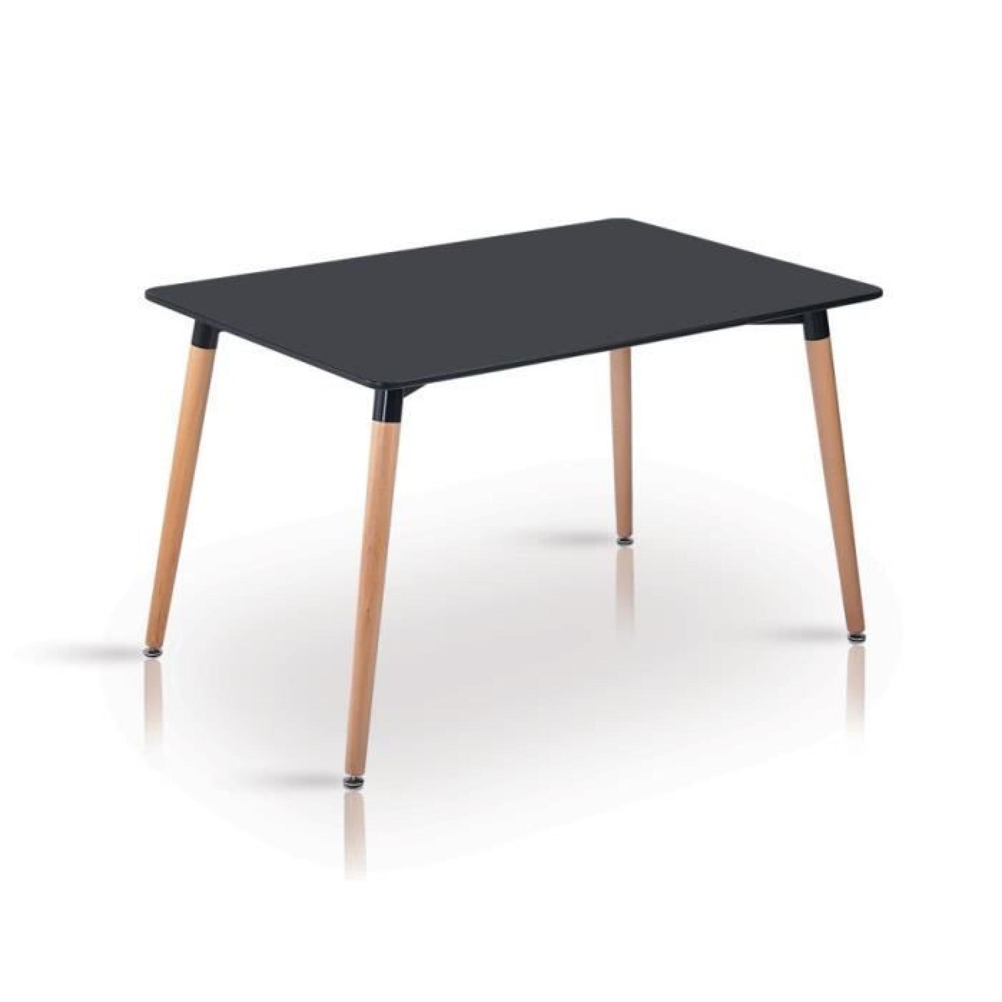 Table design plateau MDF et pied bois - Plateau noir 120x80cm pas cher