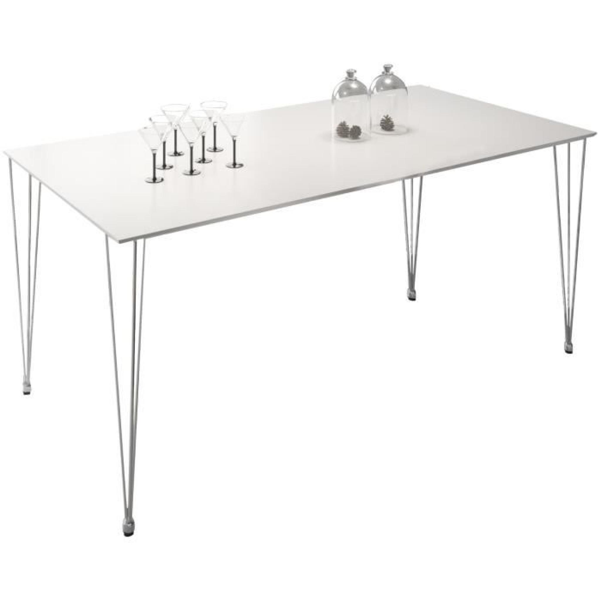 Table Design Rectangulaire 160 Cm Modele Luna Coloris blanc mat