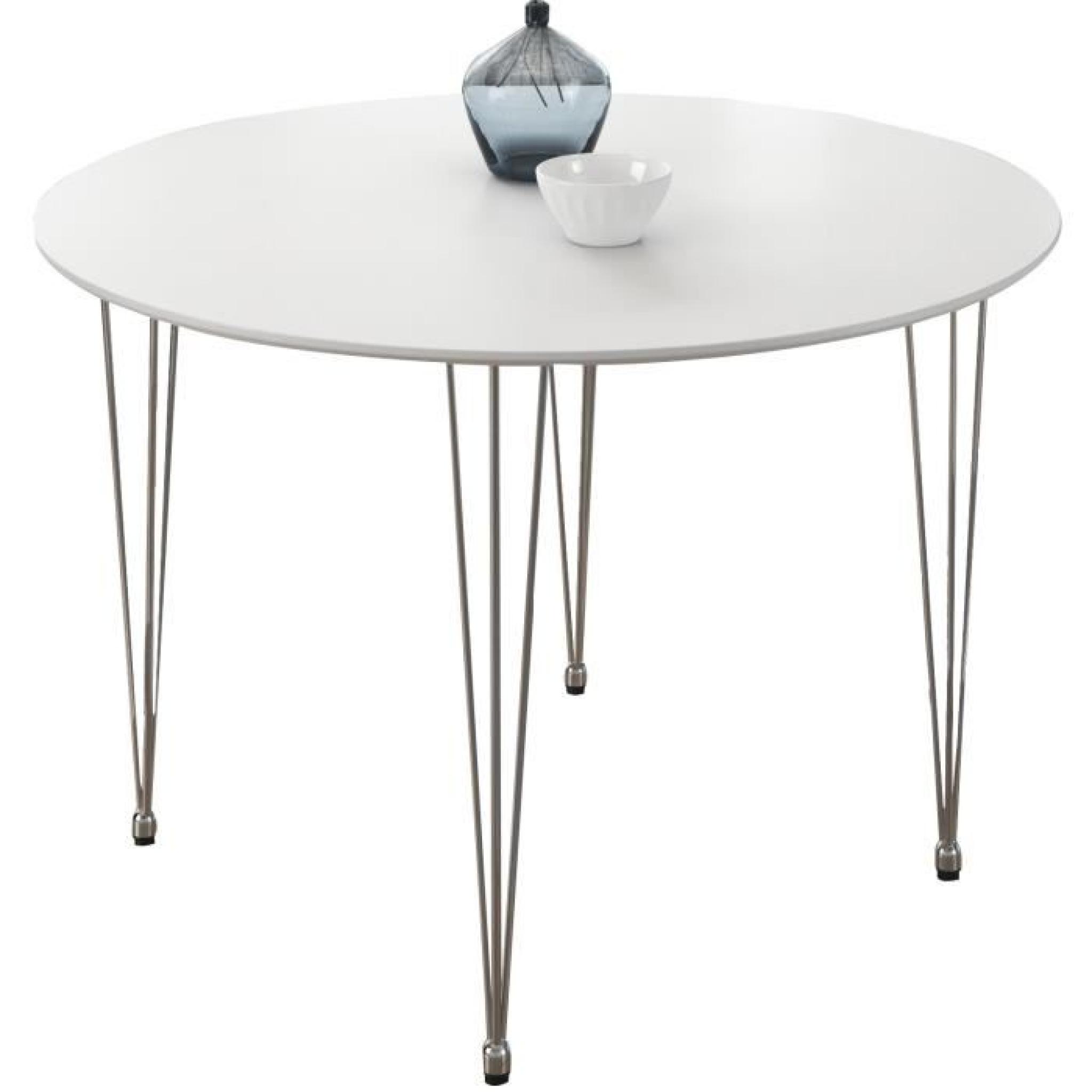 Table design rond 100 cm modele LUNA coloris blanc mat