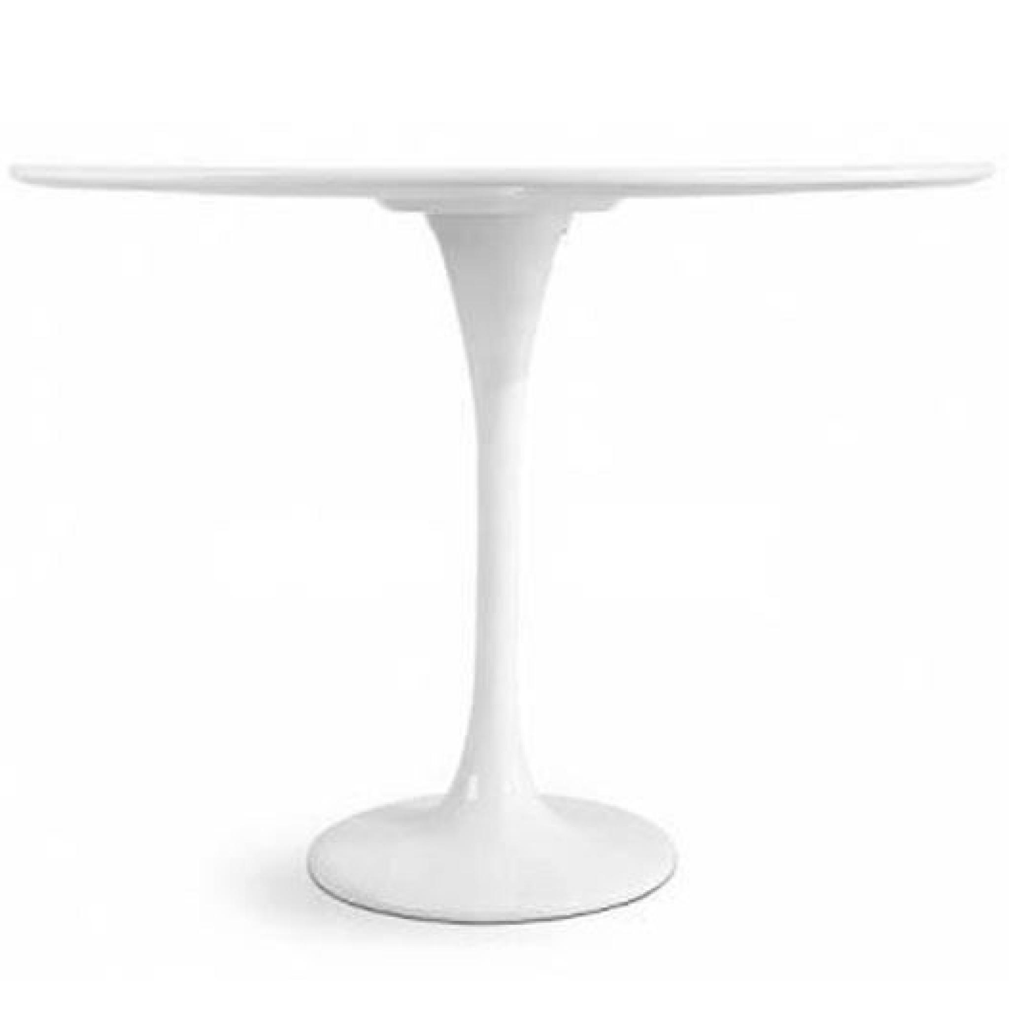 Table design ronde 120cm blanche - Tulipe pas cher