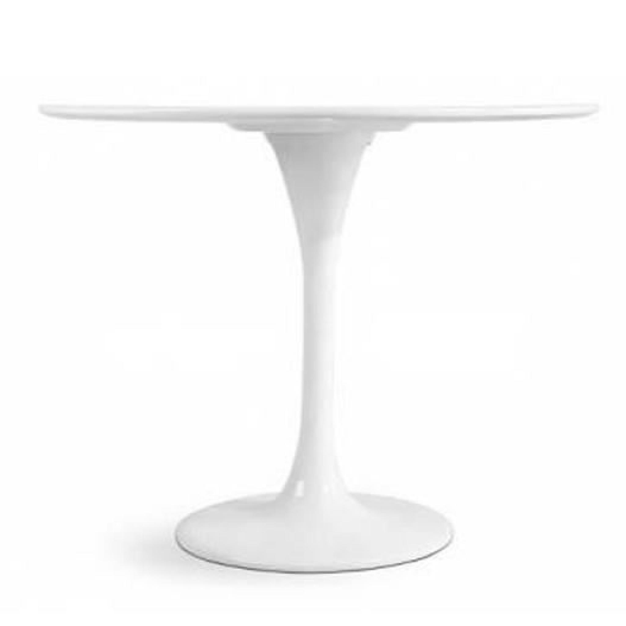 Table design ronde 90cm blanche - Tulipe pas cher