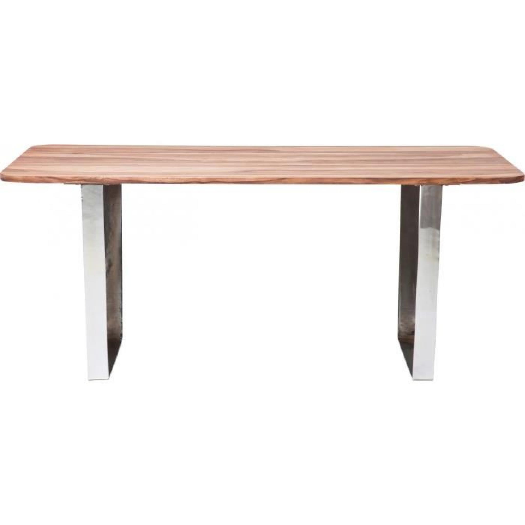 Table design sheesham acier 180x90 cm pas cher