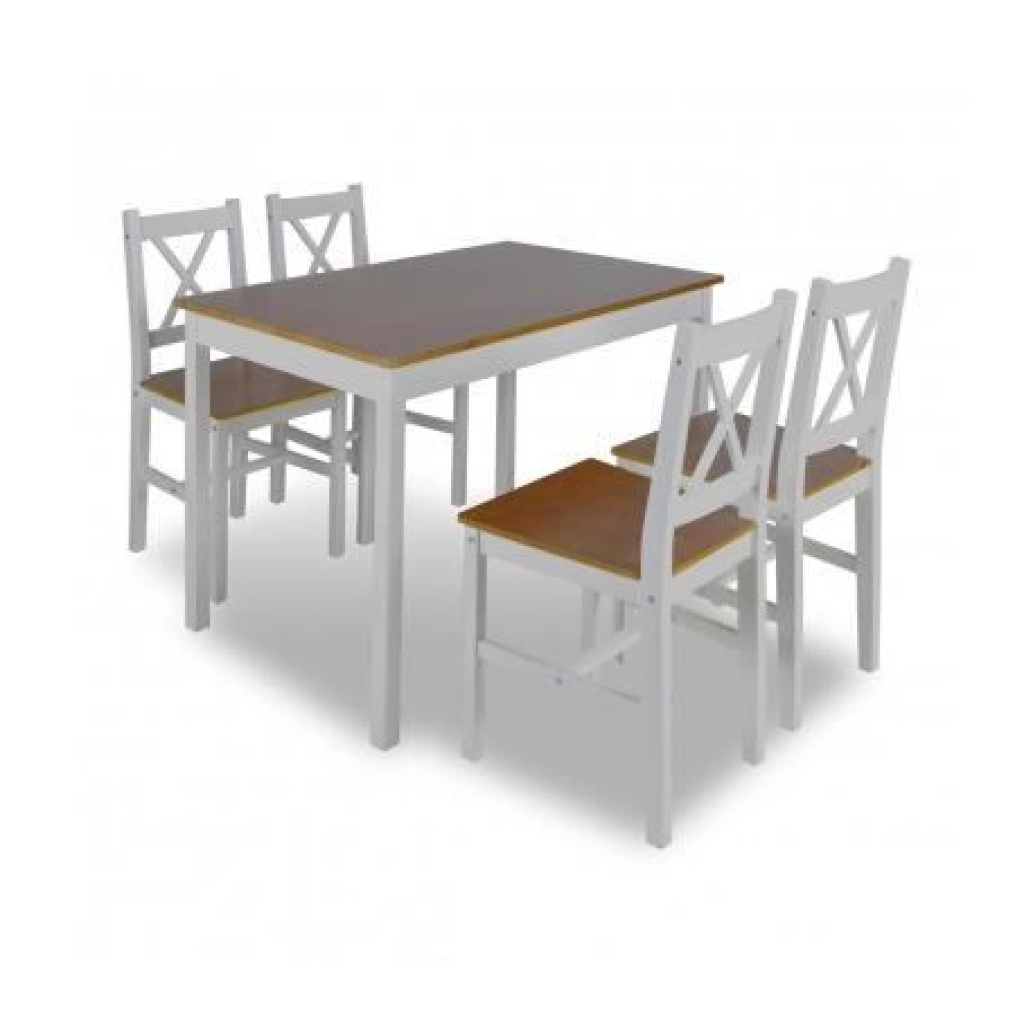 Table en bois + 4 chaises (Marron) Maja+ pas cher