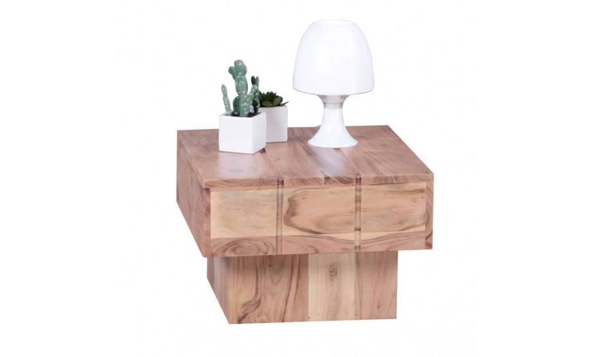 table en bois massif acacia table basse 44 x 44 x 30 cm table basse solide carré cube large