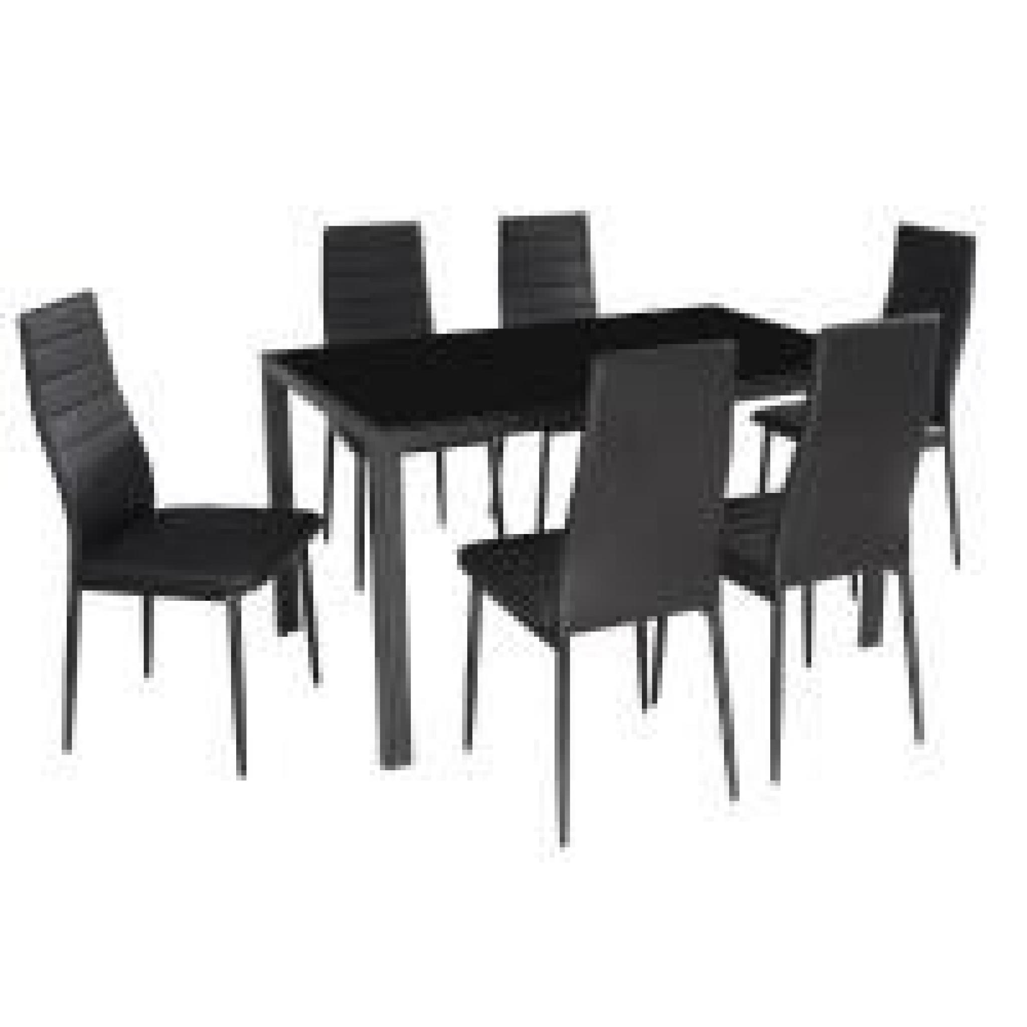 Table en verre + 6 chaises noir MALIA