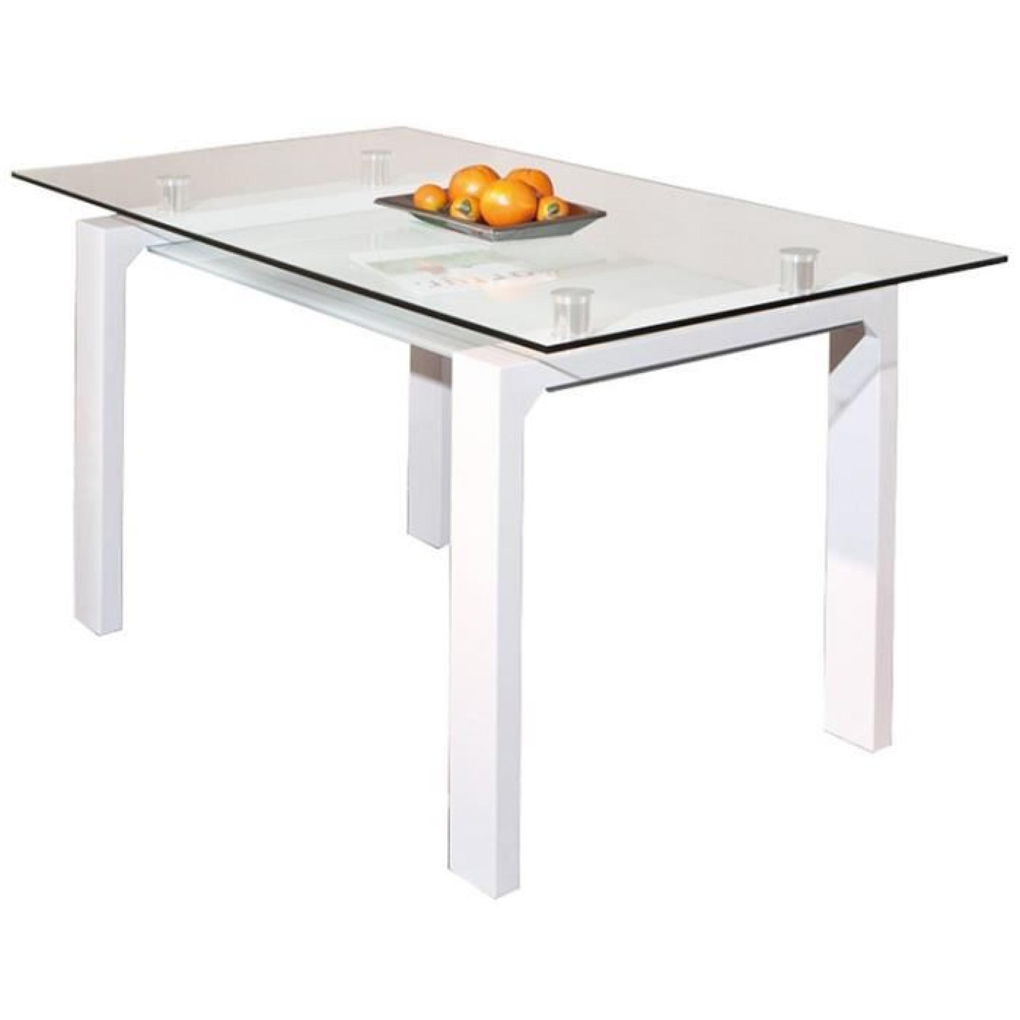 Table en verre Blanc, Dim : 150 x 80 x 77 cm