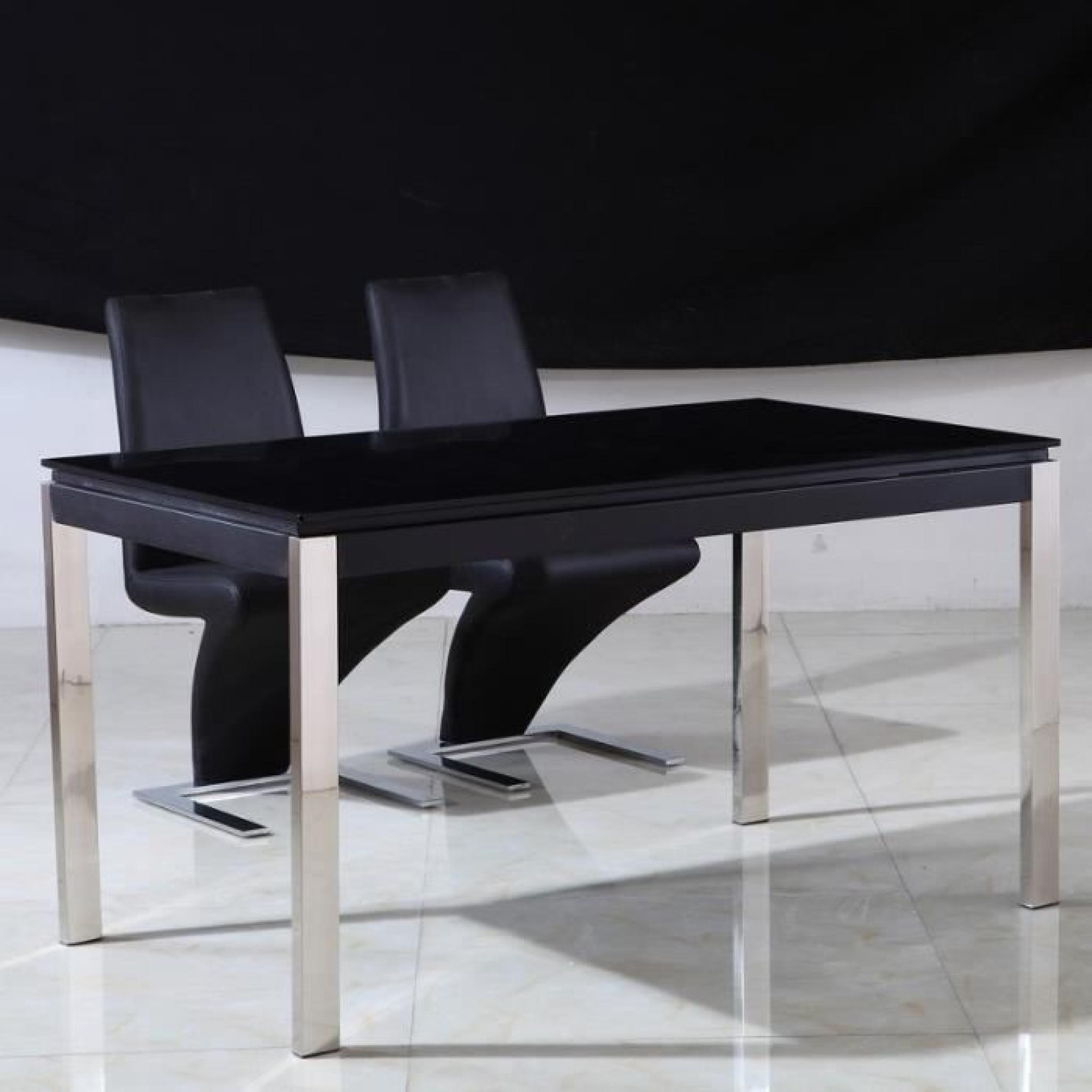 Table en verre noir et pieds inox Leros