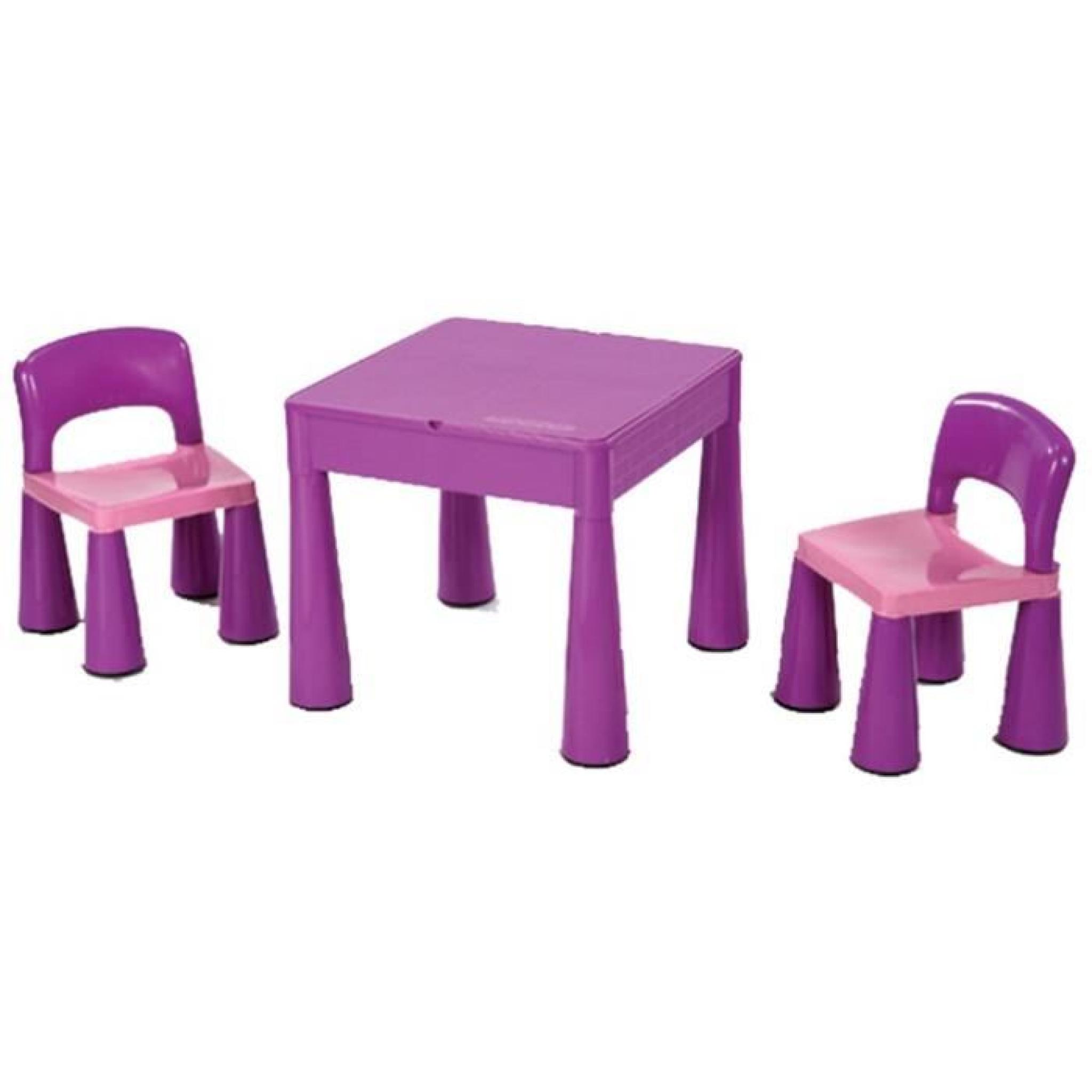 Table et 2 chaises pour enfants Violet, Dim : 45.5 x 51 x 51 cm