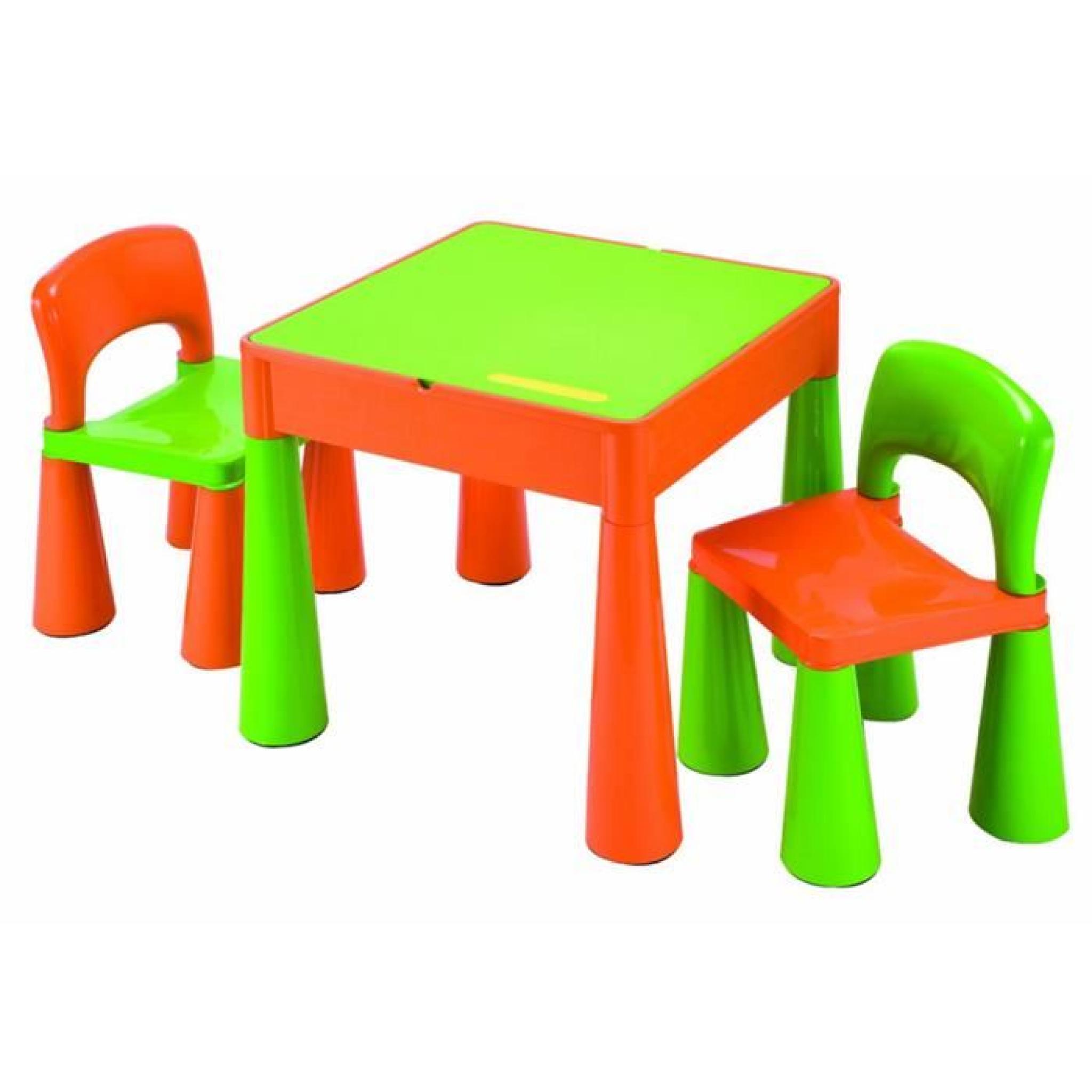 Table et 2 chaises (vert - orange)- Lego, de l'... pas cher