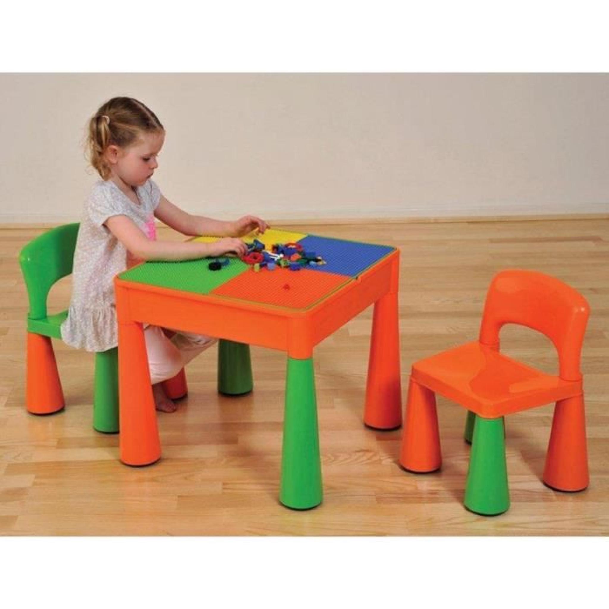 Table et 2 chaises (vert - orange)- Lego, de l'... pas cher