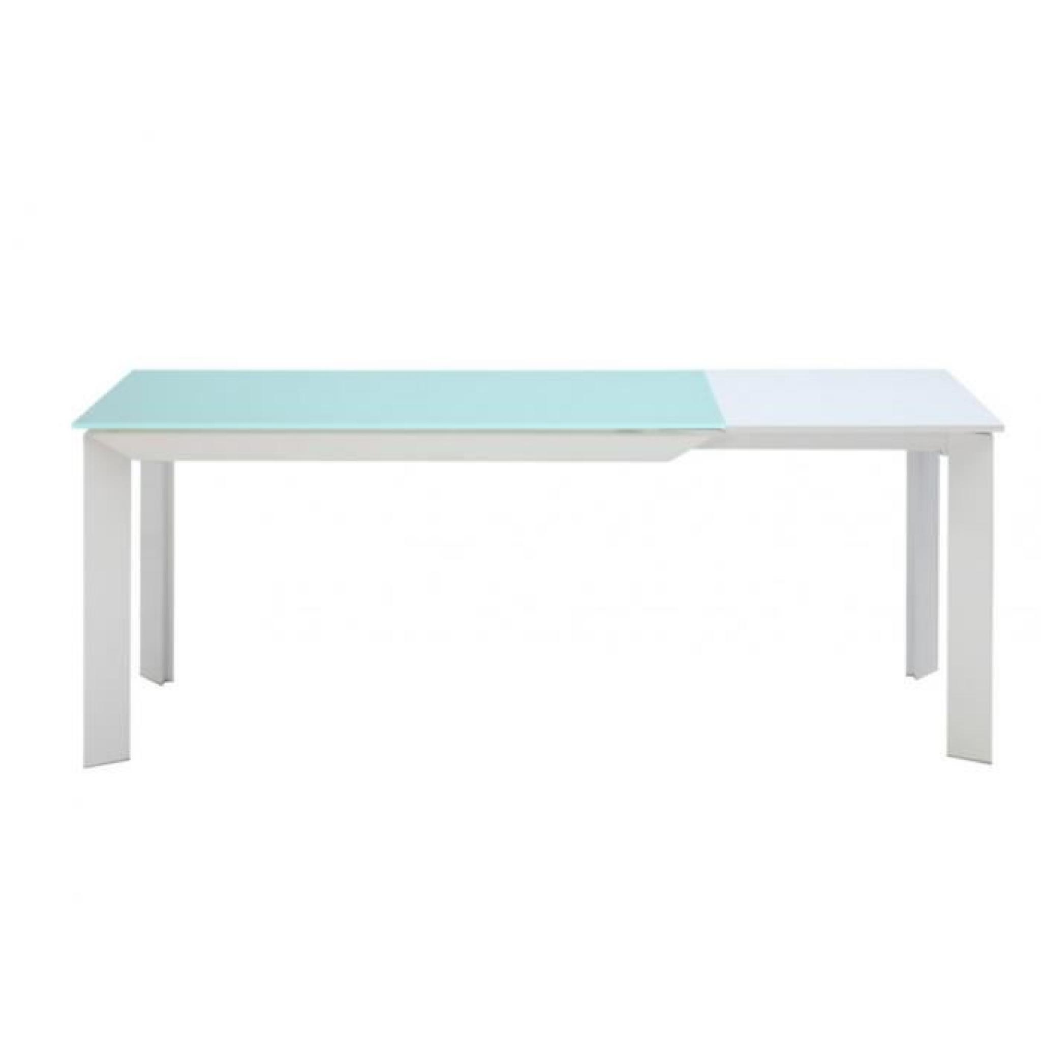 Table extensible ARIELLE - 6 à 8 couverts - MDF & verre trempé - Gris anthracite & blanc pas cher