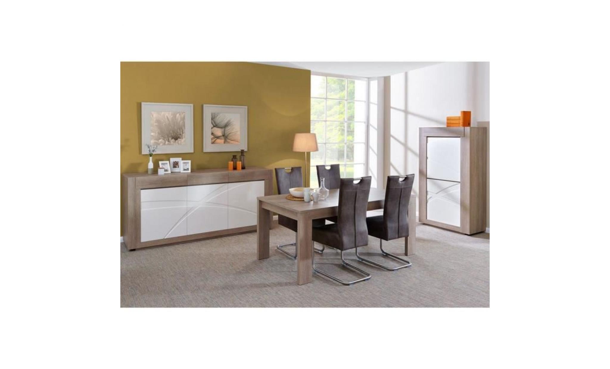 table extensible contemporaine et design 185 225 cm coloris chêne gris et blanc laqué