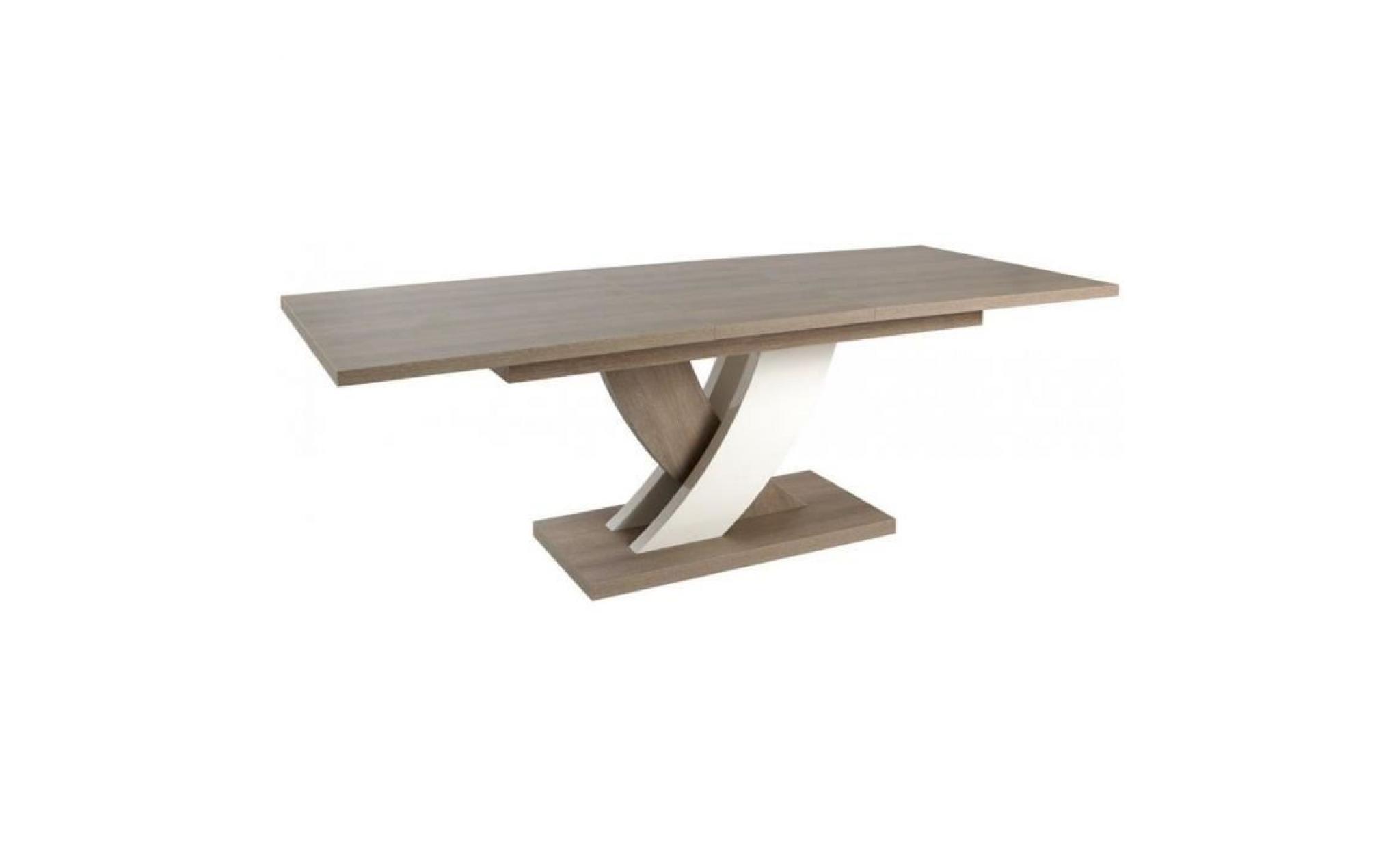 table extensible contemporaine et design 185 225 cm coloris chêne gris et blanc laqué pas cher