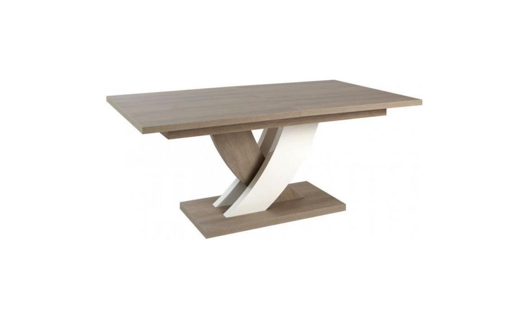 table extensible contemporaine et design 185 225 cm coloris chêne gris et blanc laqué pas cher