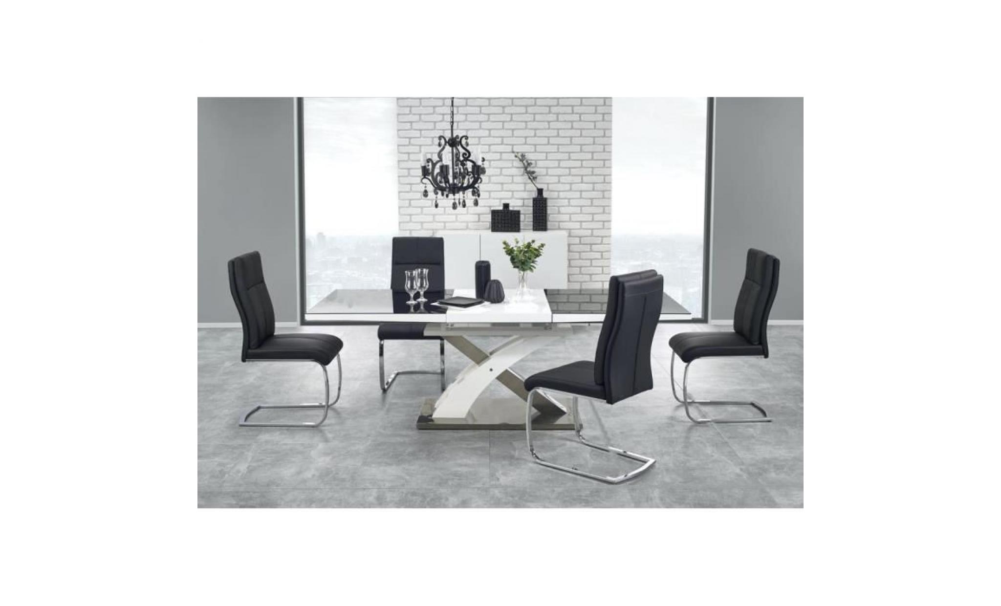 table extensible design 160÷220/90/75 cm   noir/blanc