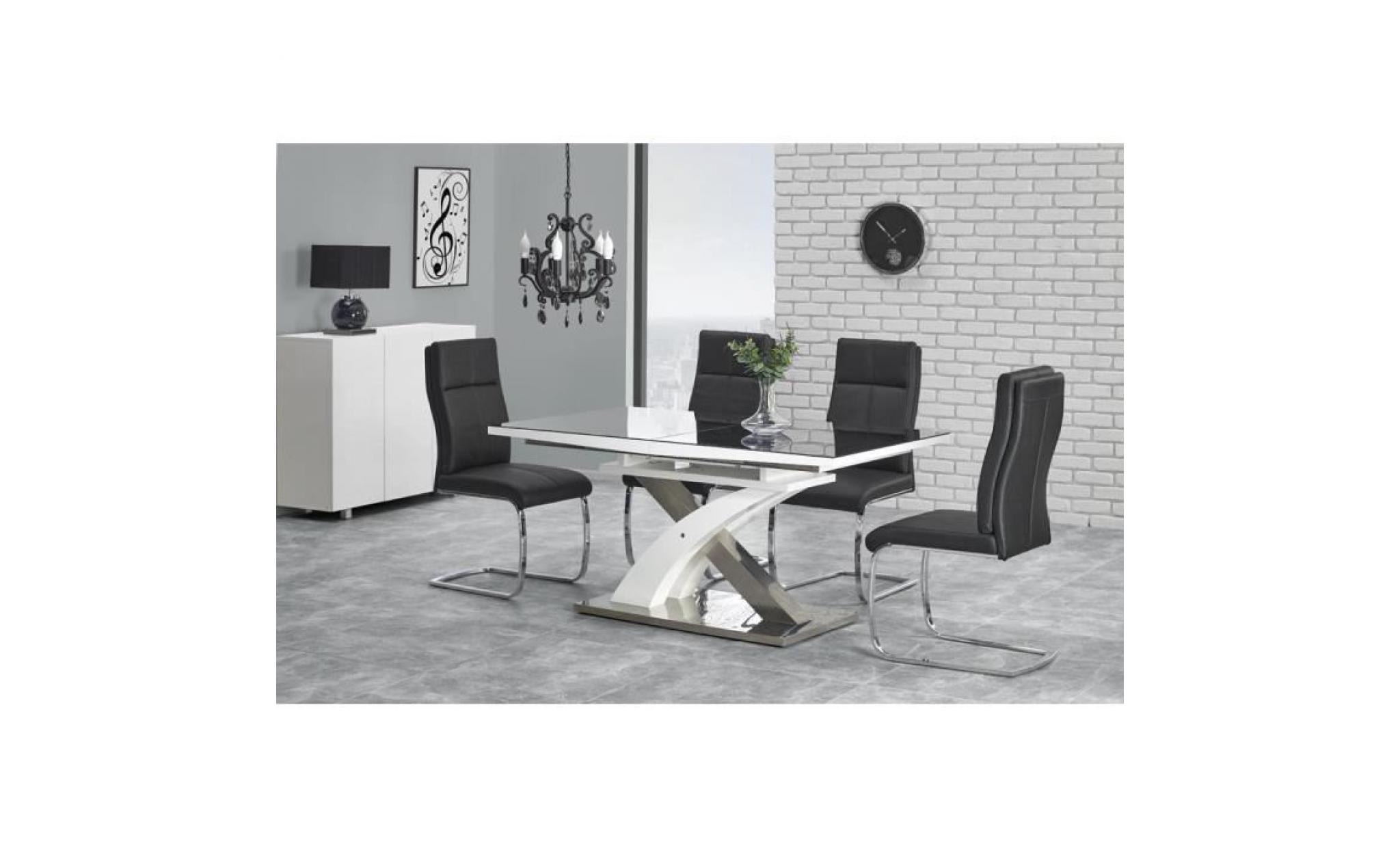 table extensible design 160÷220/90/75 cm   noir/blanc pas cher