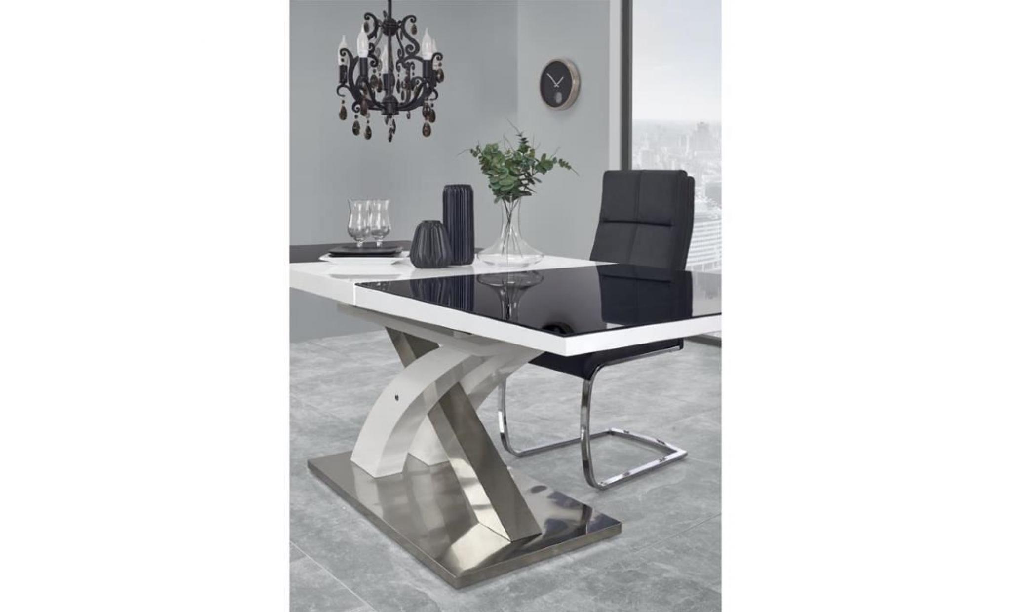 table extensible design 160÷220/90/75 cm   noir/blanc pas cher