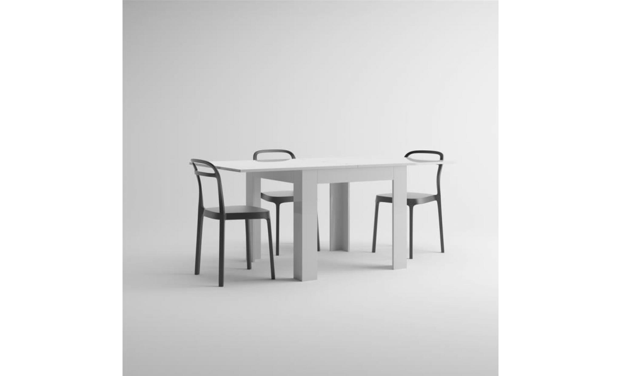 mobilifiver table extensible, eldorado, blanc brillant, 90 x 90 x 77 cm, mélaminé, made in italy