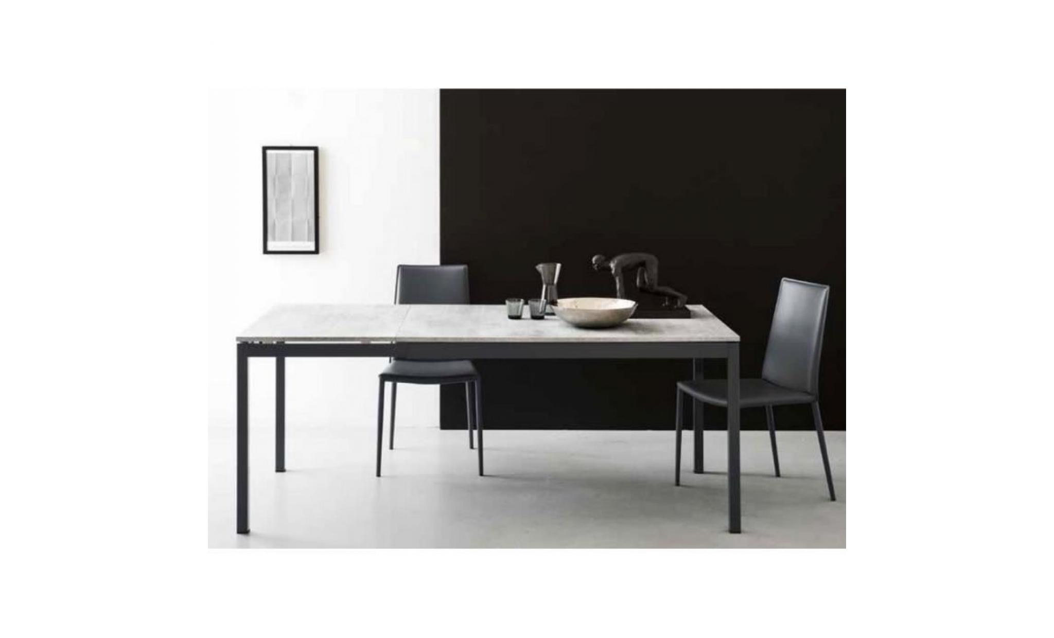 Table extensible SNAP gris beton et piétement g...